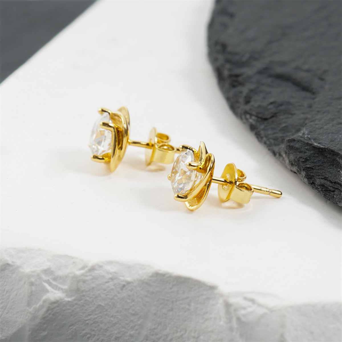 Moissanite 2ct Petal Whisper Floral Stud Earrings