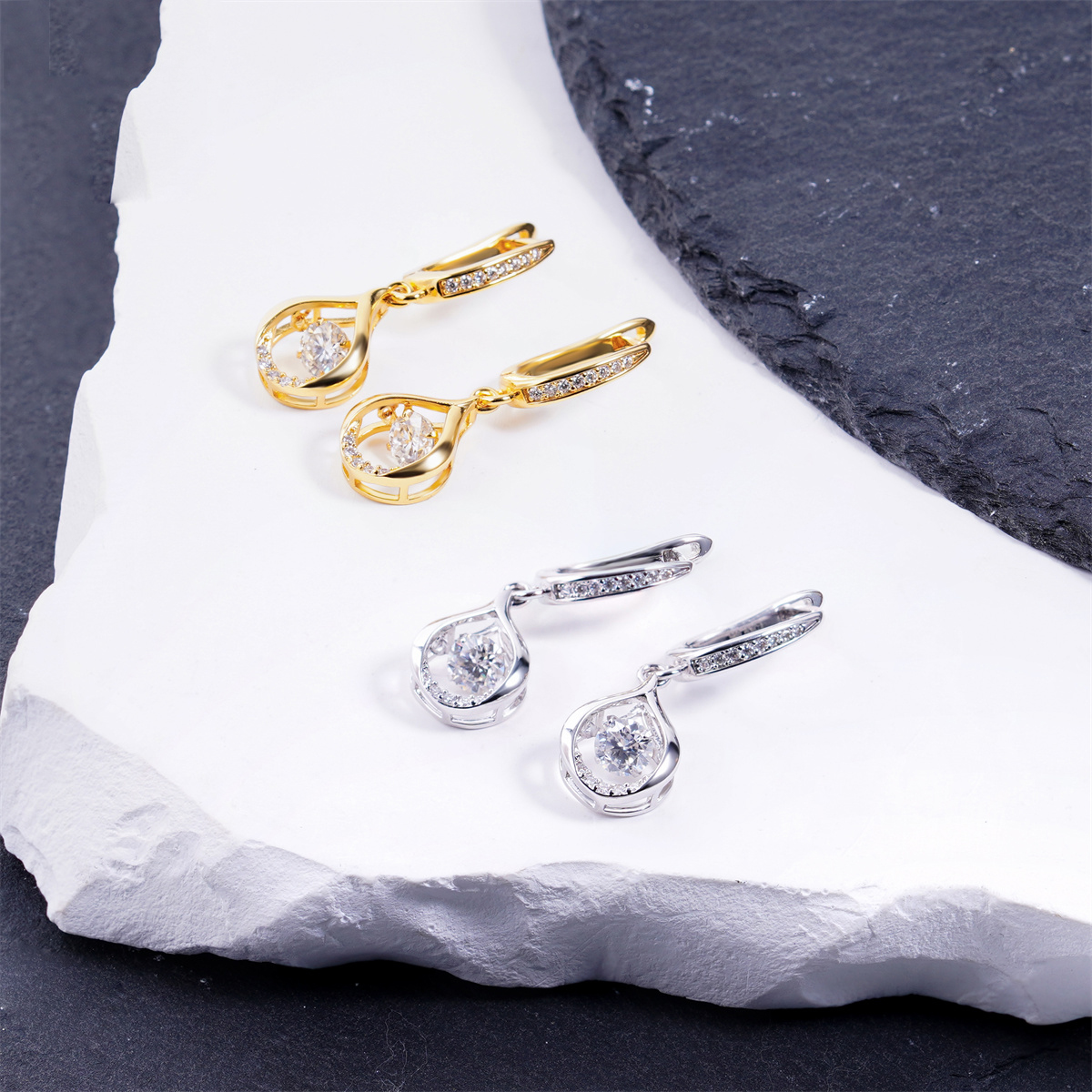 Moissanite 1ct Glow of Firefly Teardrop Dangle Earrings