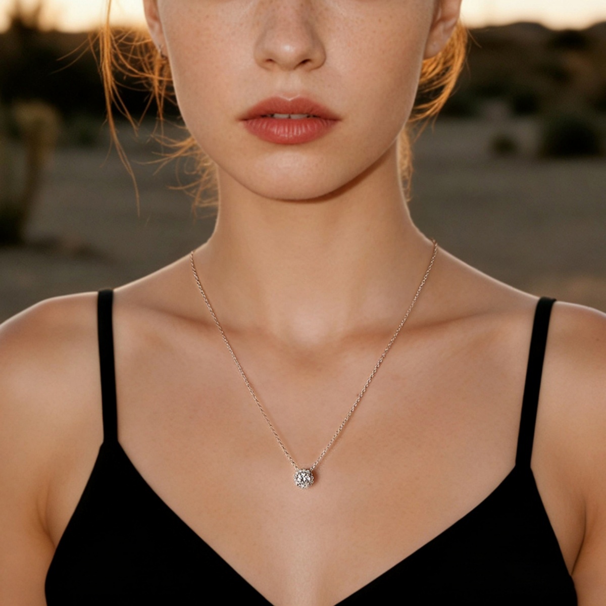 Moissanite 1ct Sunflower Pendant Necklace Flower Pendant