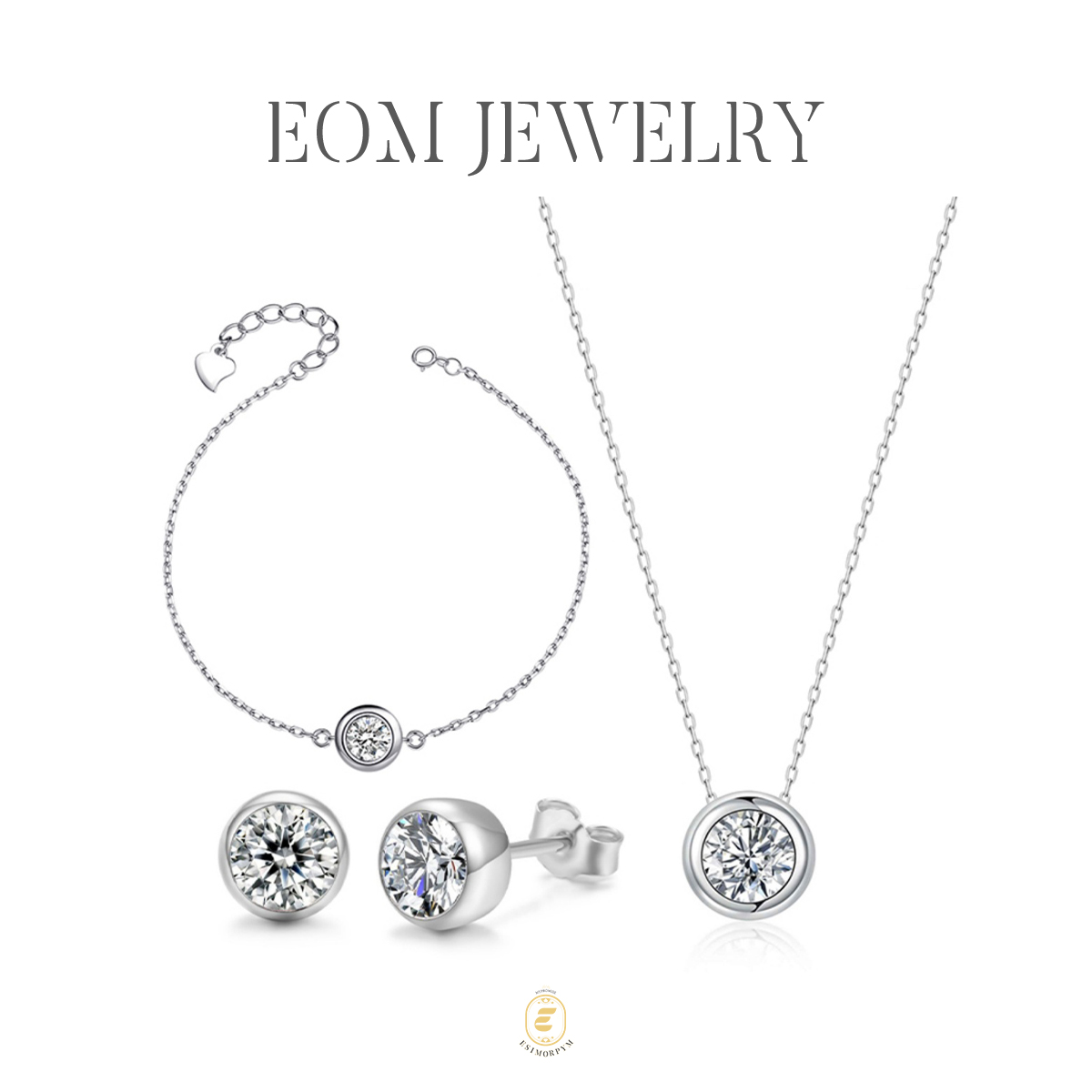 Moissanite 1ct Romantic Bubble Jewelry Set Earrings Necklace Bracelet Set