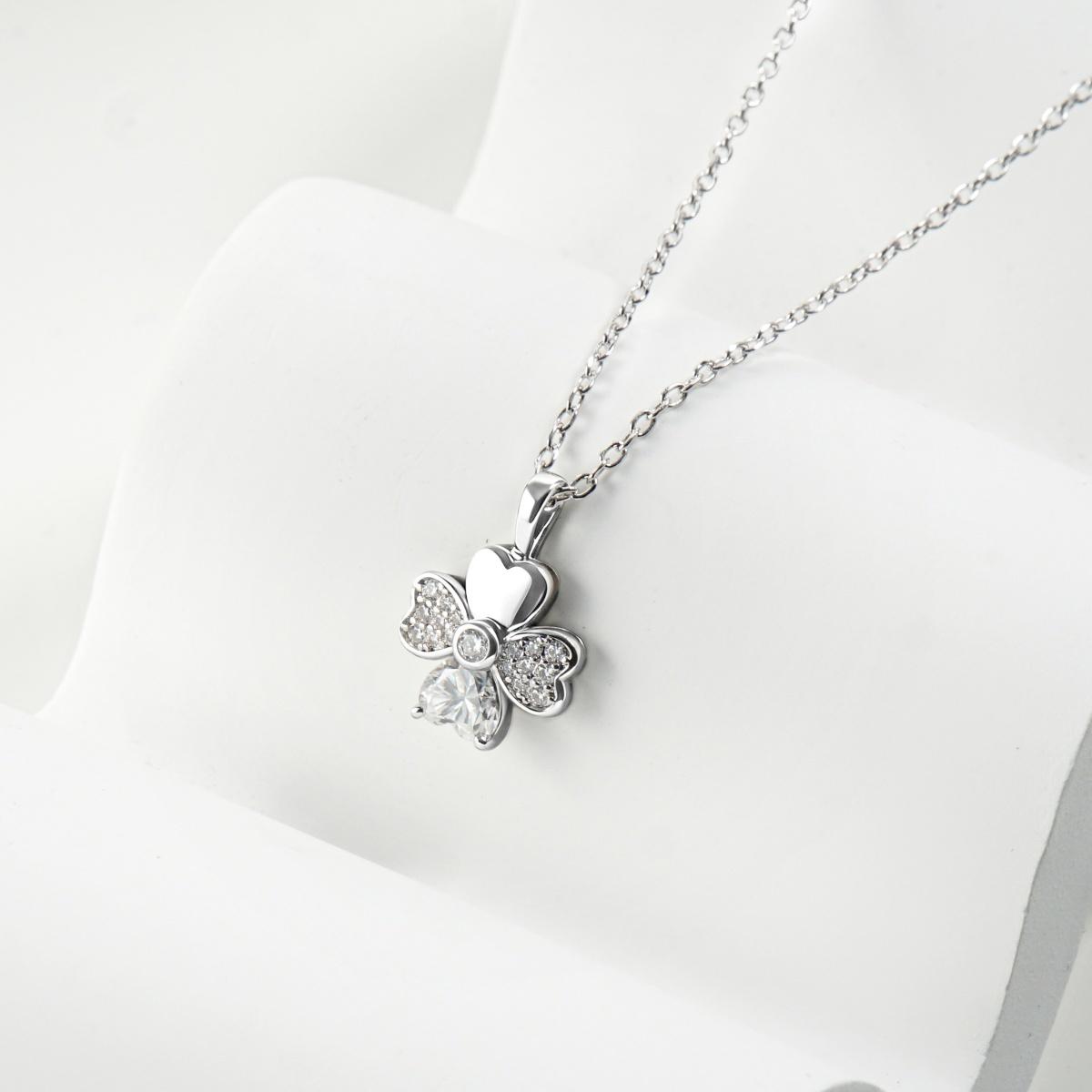Moissanite Lucky Heart Petal Pendant Necklace