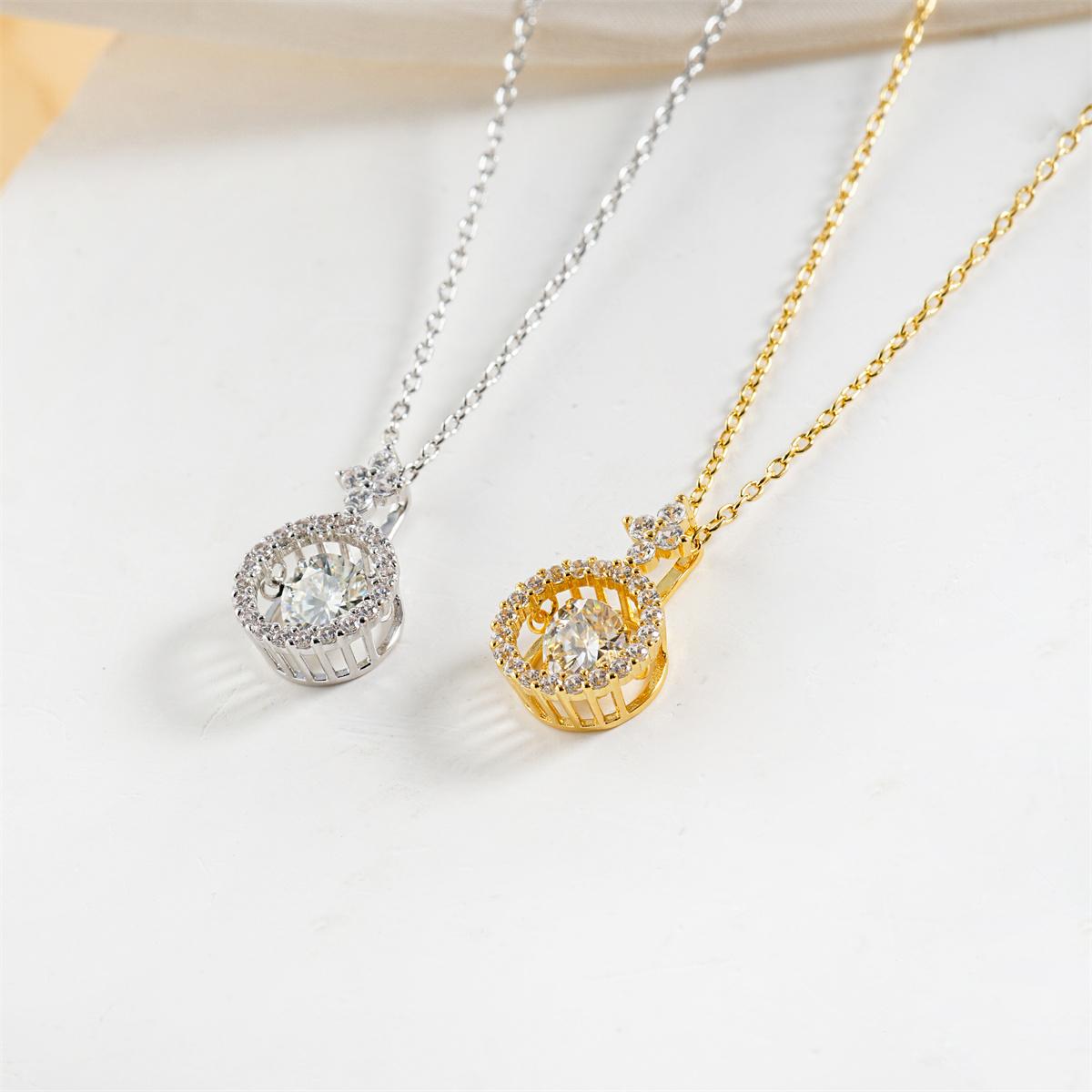 Moissanite 1ct Heartbeat of Light Halo Pendant Necklace