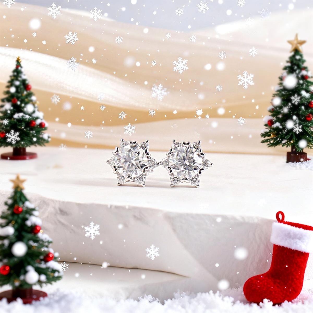 Moissanite 0.5-2ct Snowflake Stud Earrings