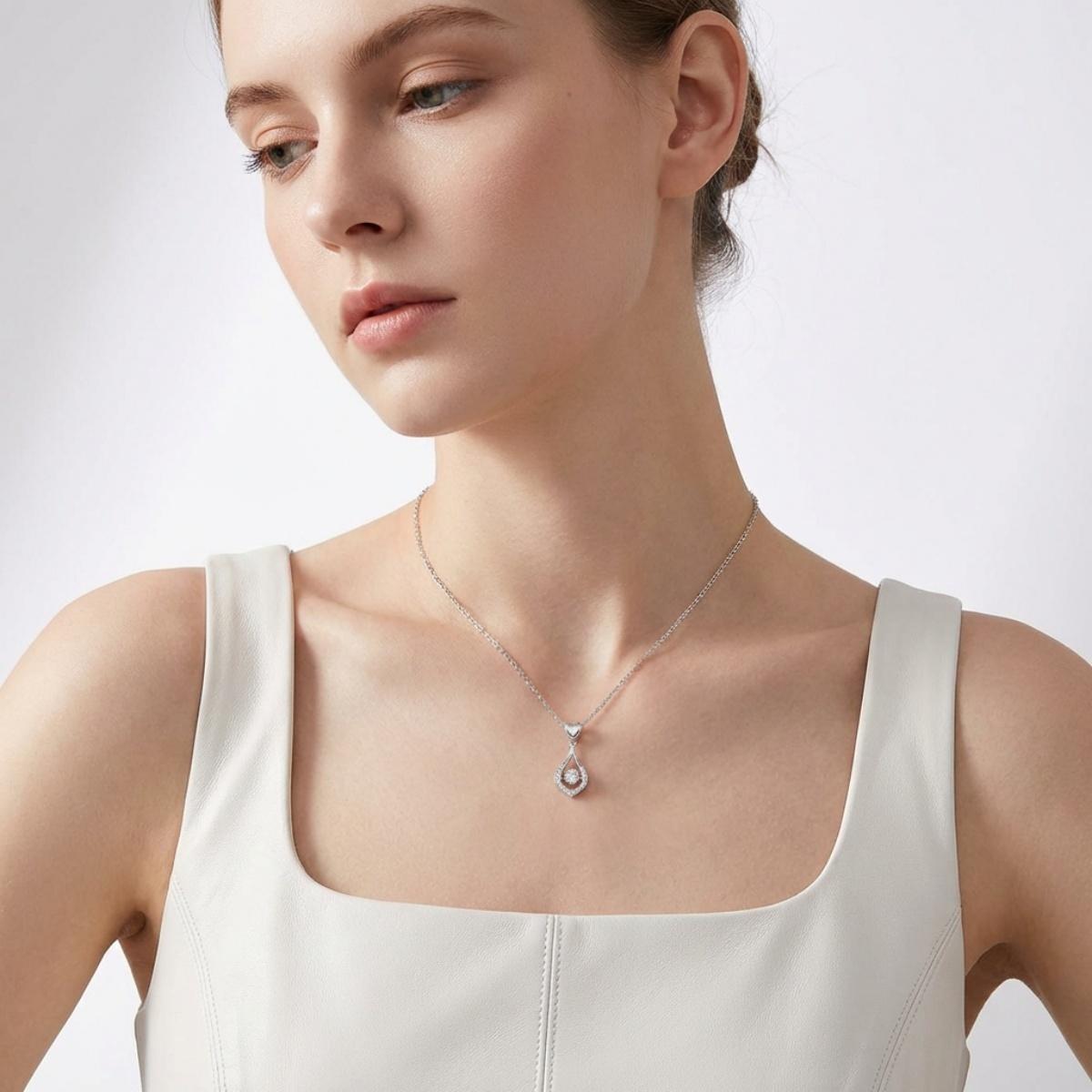 Moissanite Sweetheart Teardrop Pendant Necklace
