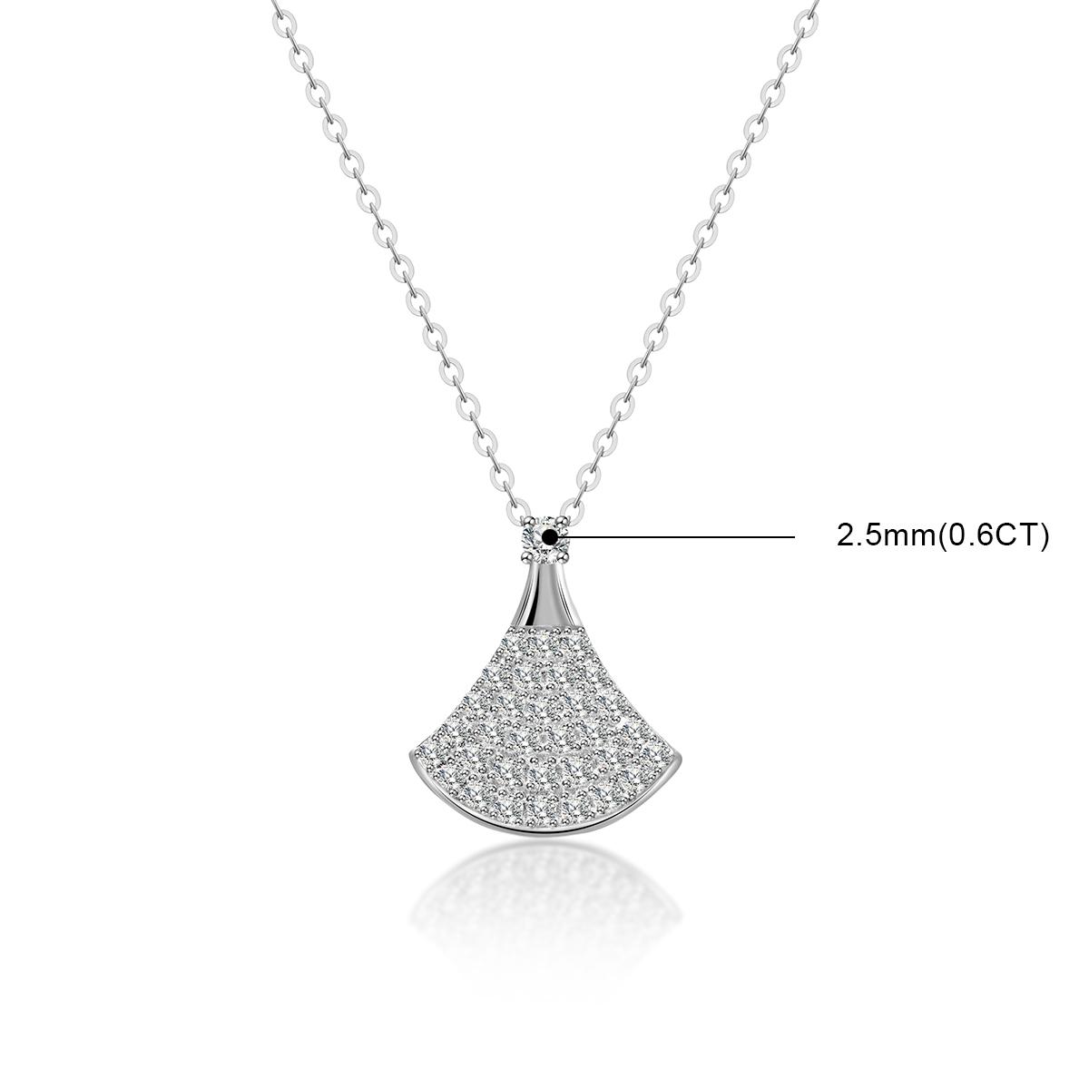 Moissanite Fan-Shaped Pendant Necklace