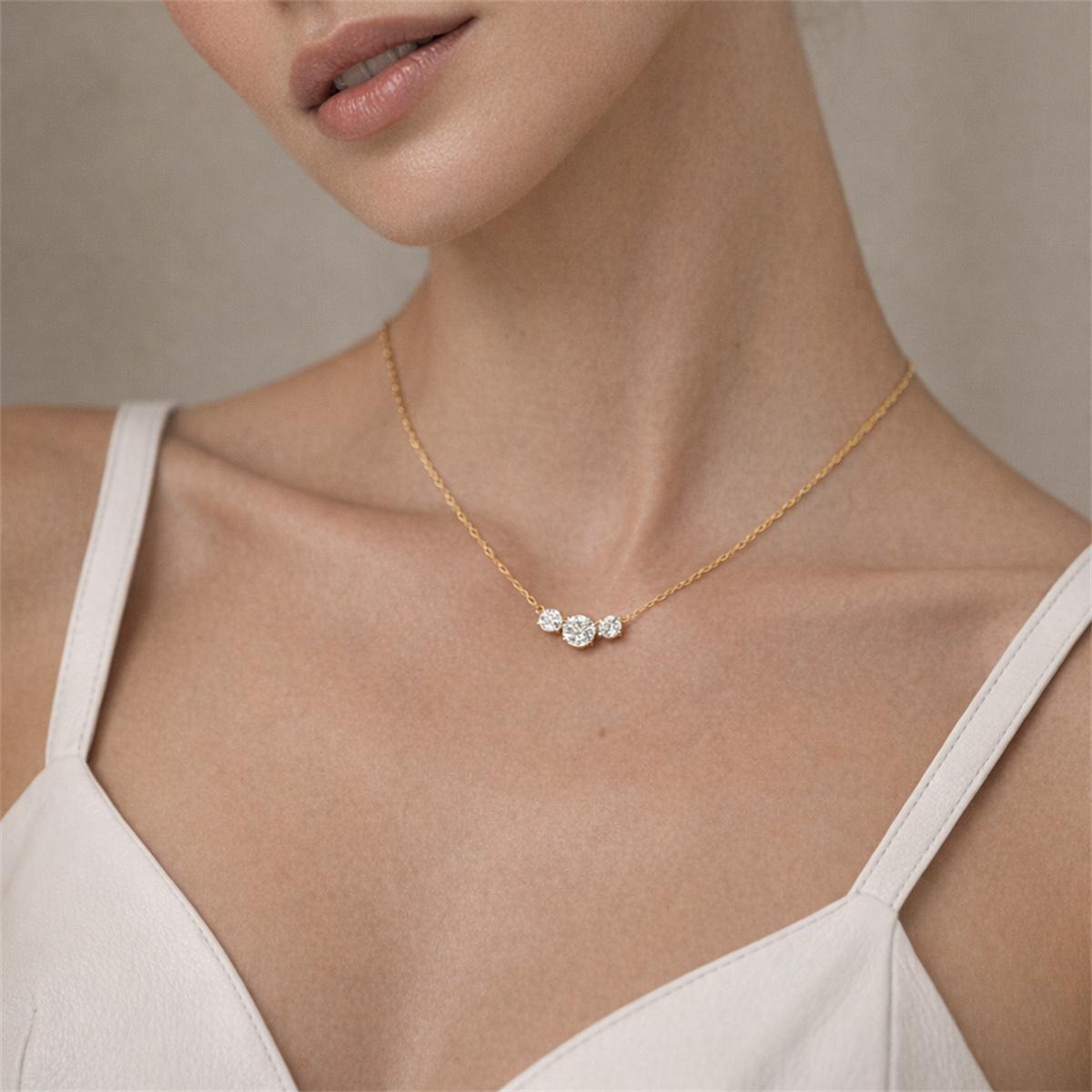 Moissanite 2ct Luminous Trio Three Stone Pendant Necklace