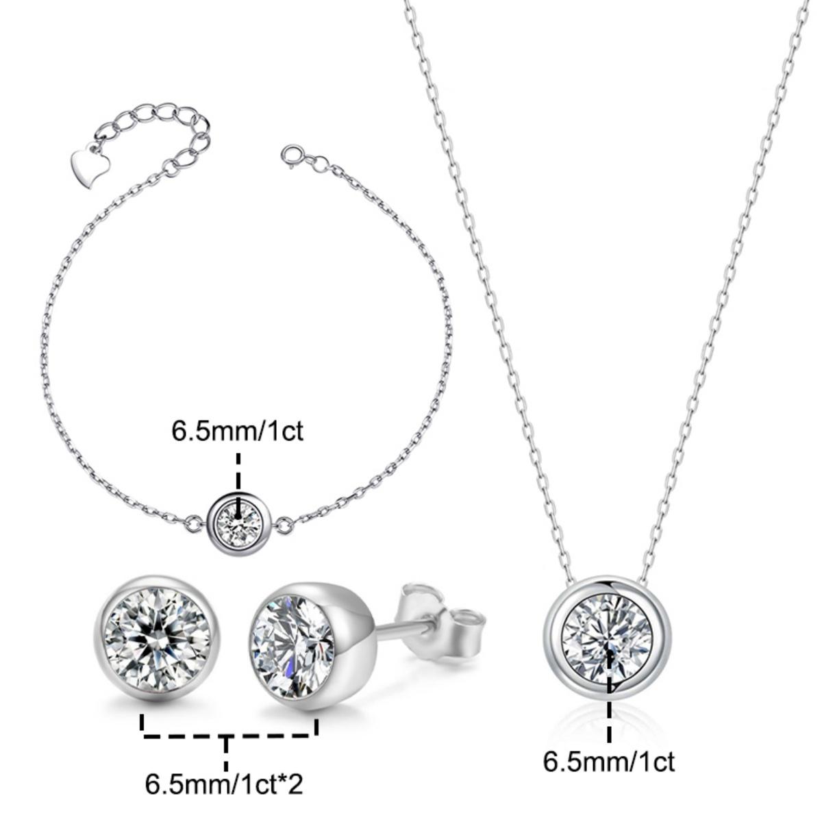 Moissanite 1ct Romantic Bubble Jewelry Set Earrings Necklace Bracelet Set