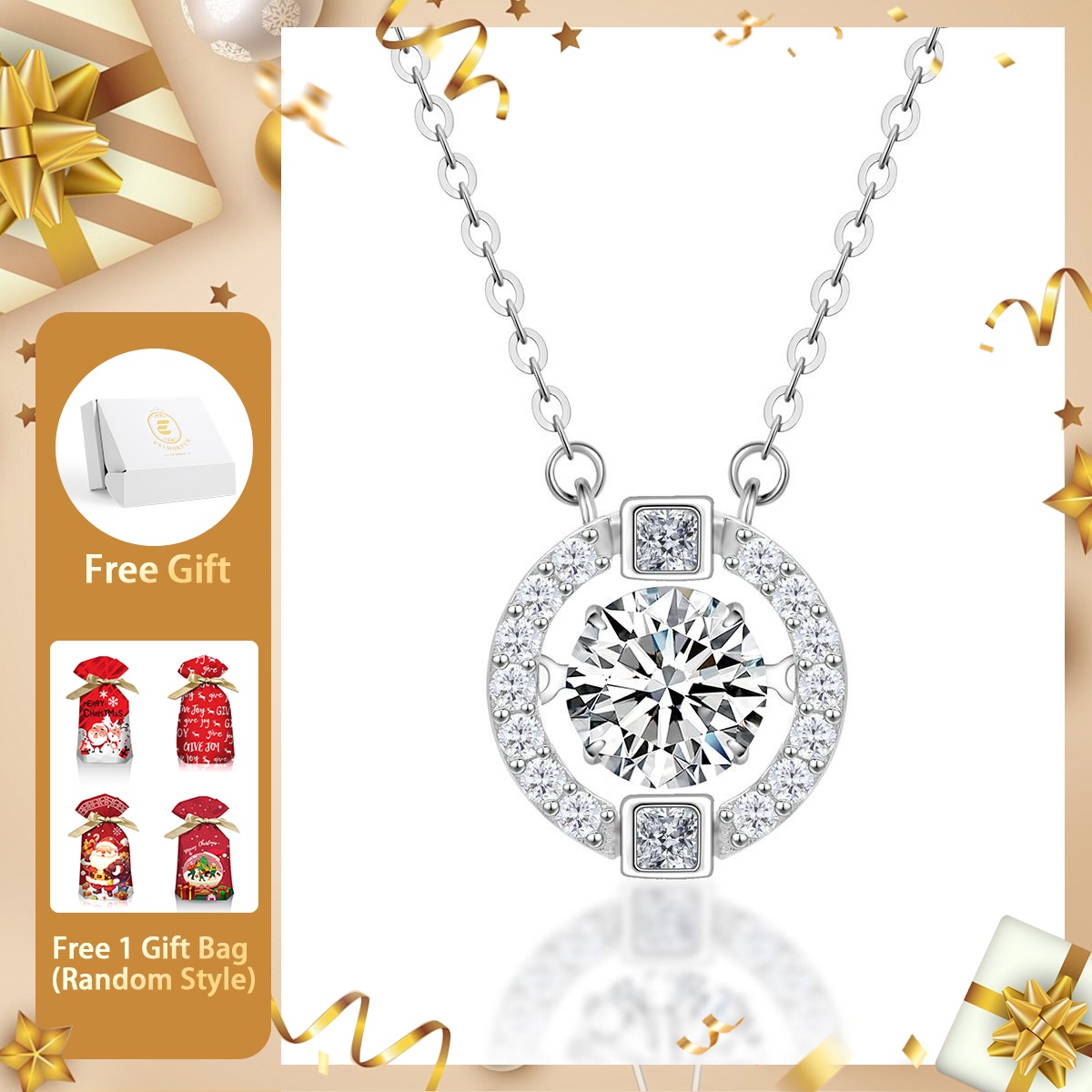 Moissanite 1ct Flickering Halo Pendant Necklace