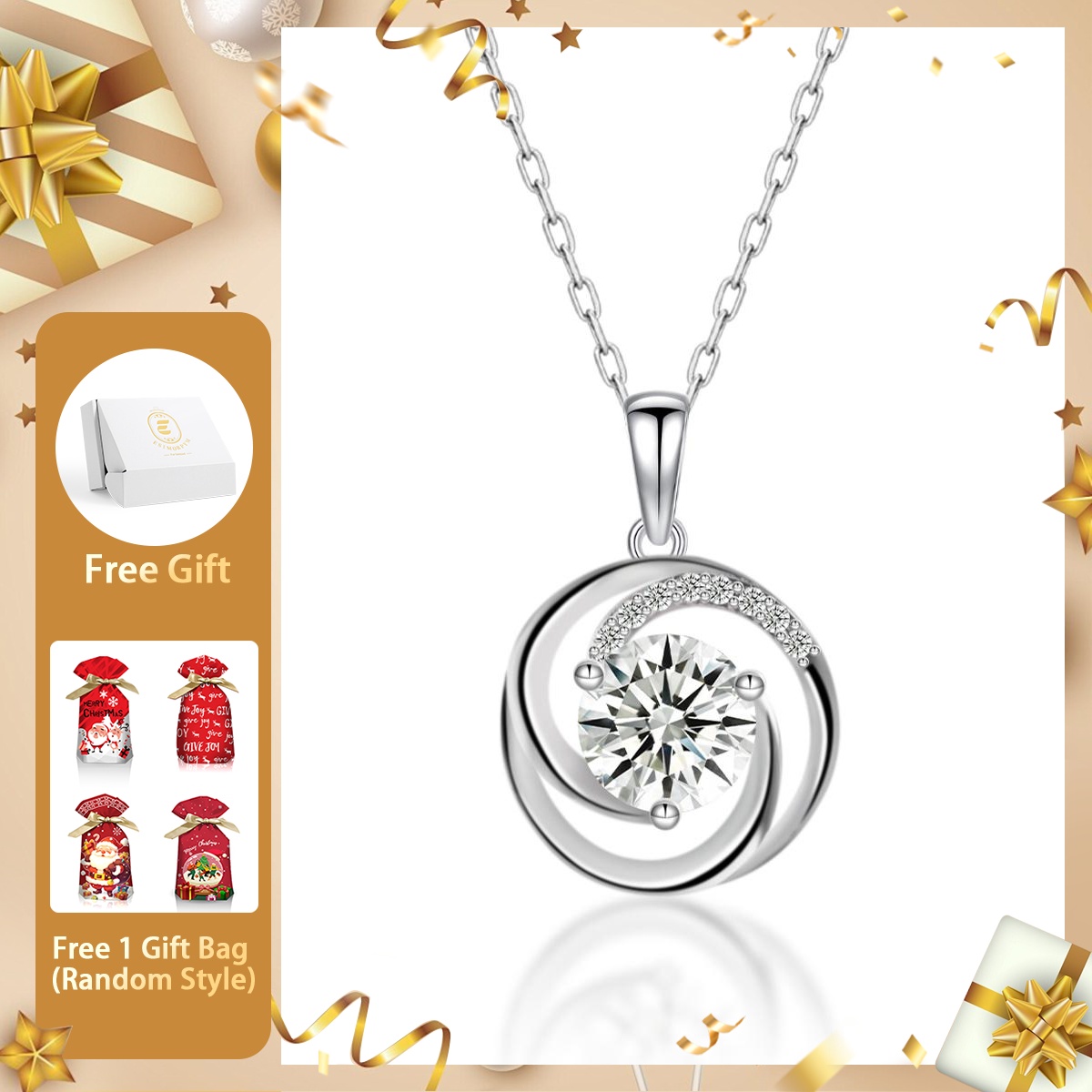 Moissanite 2ct Swirl Pendant Necklace (Buy 2 Free Shipping)