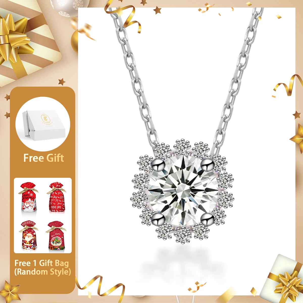 Moissanite 1ct Sunflower Pendant Necklace Flower Pendant