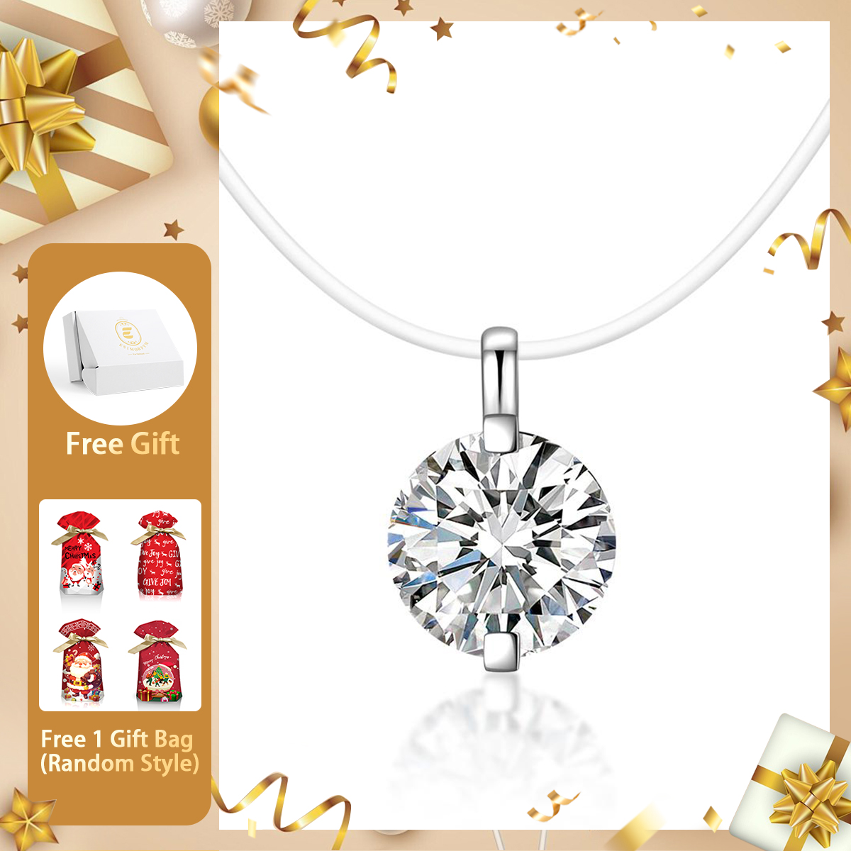 [New Invisible Choker] Moissanite 1-2ct Luxury Transparent Mermaid Tear Pendant