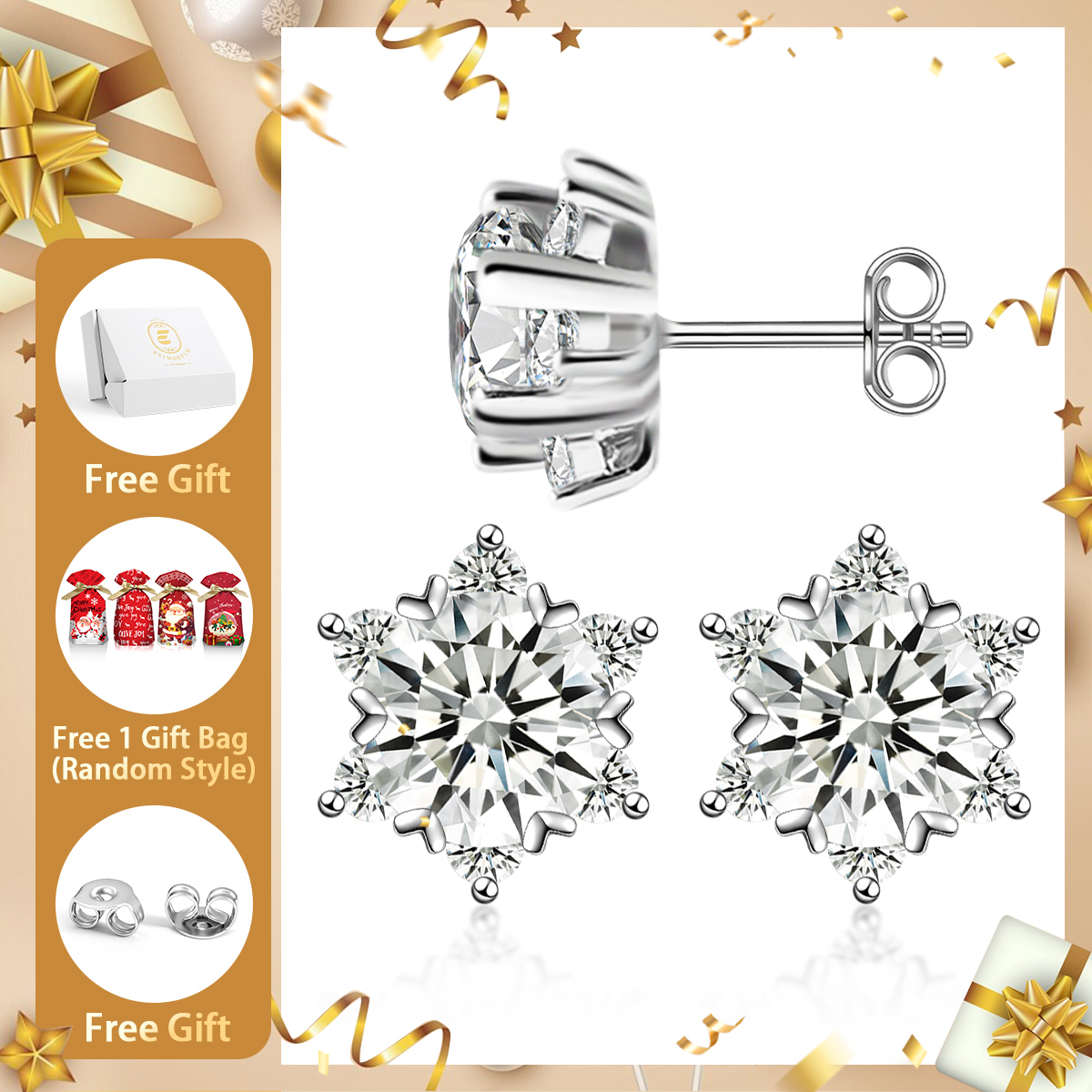 Moissanite 0.5-3ct Ice Crystal Snowflake Earrings (Buy 2 Free Shipping)