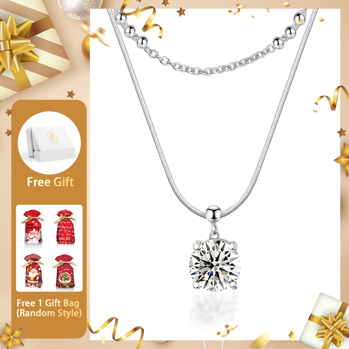 Moissanite 2ct Whispers of Love Copper Pendant Necklace (Buy 2 Free Shipping)