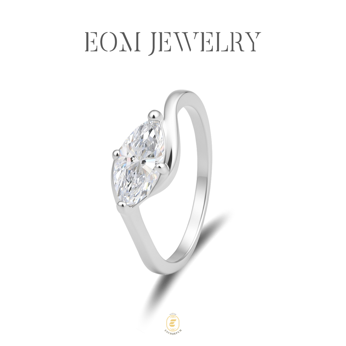 Moissanite 1ct Rippling Romance Marquise Solitaire Ring