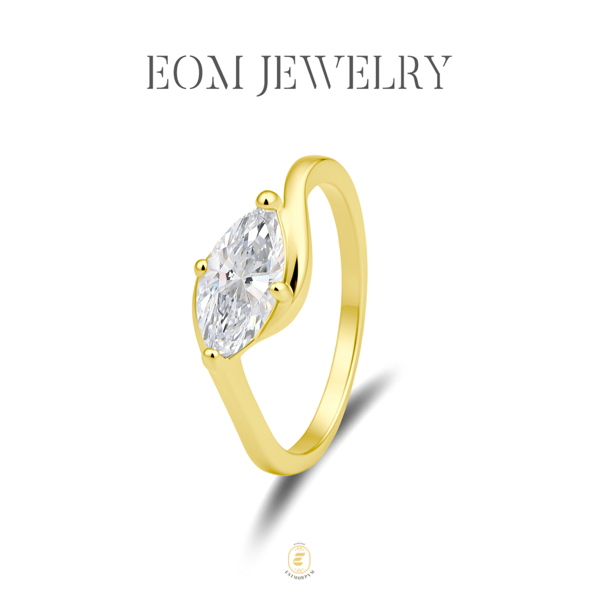 Moissanite 1ct Rippling Romance Marquise Solitaire Ring