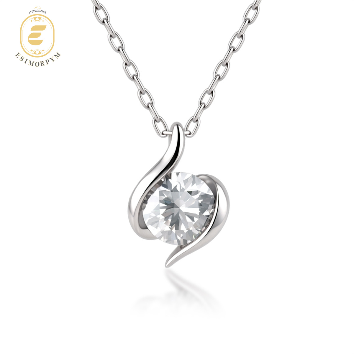 Moissanite 1ct Exclusive Memory Twist Radiance Pendant Necklace