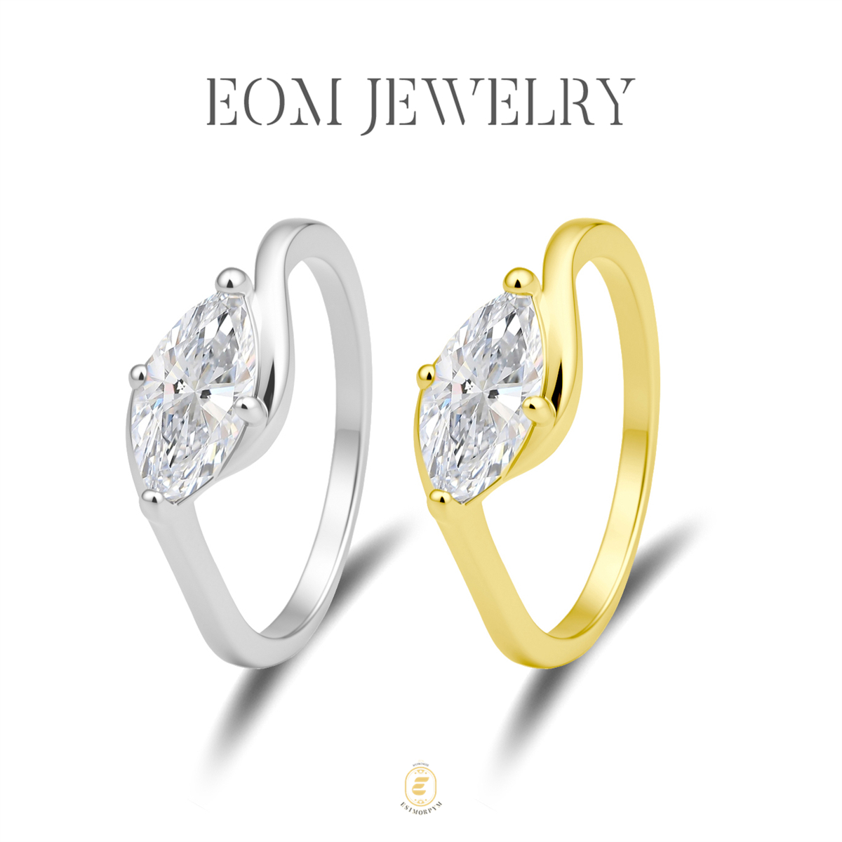 Moissanite 1ct Rippling Romance Marquise Solitaire Ring