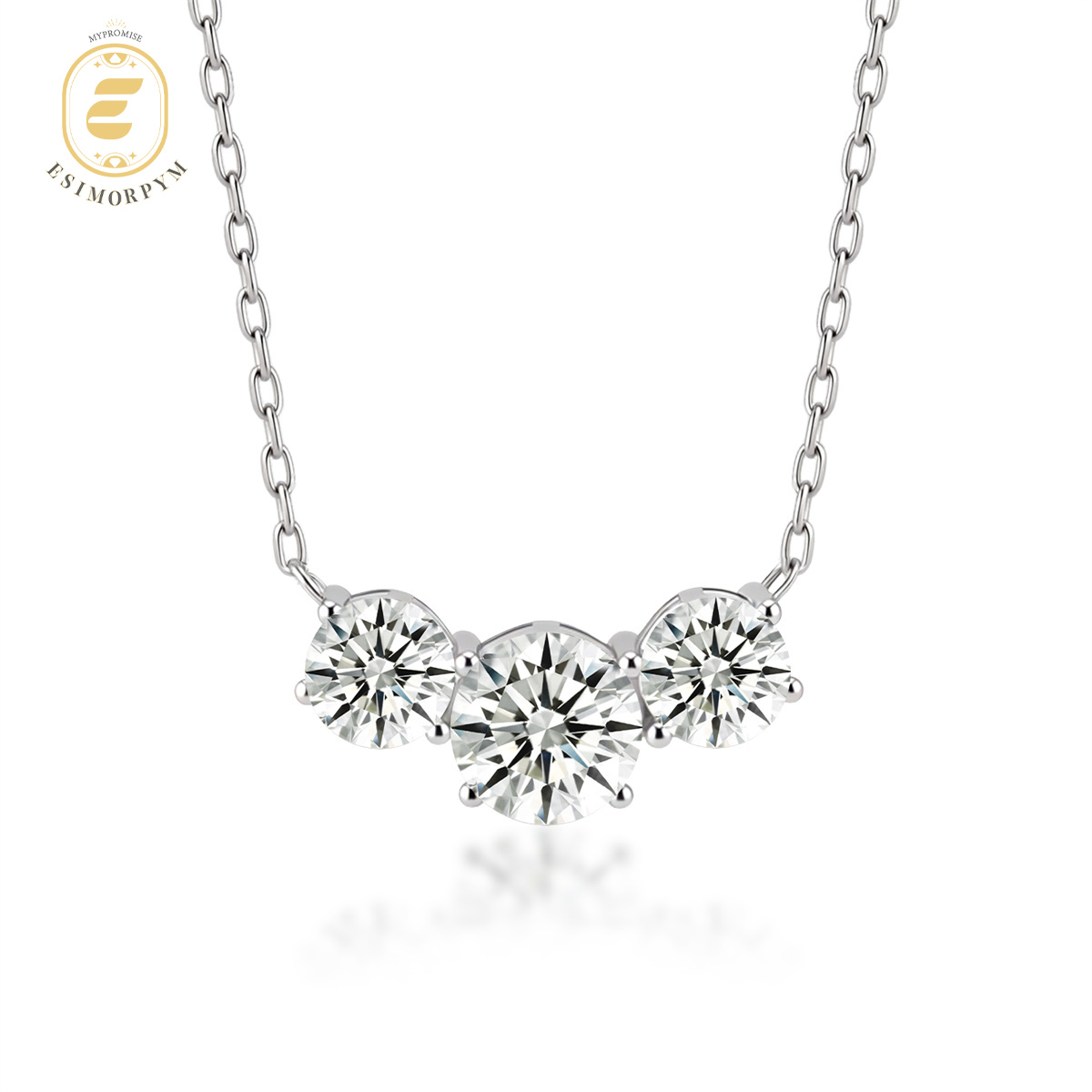 Moissanite 2ct Luminous Trio Three Stone Pendant Necklace