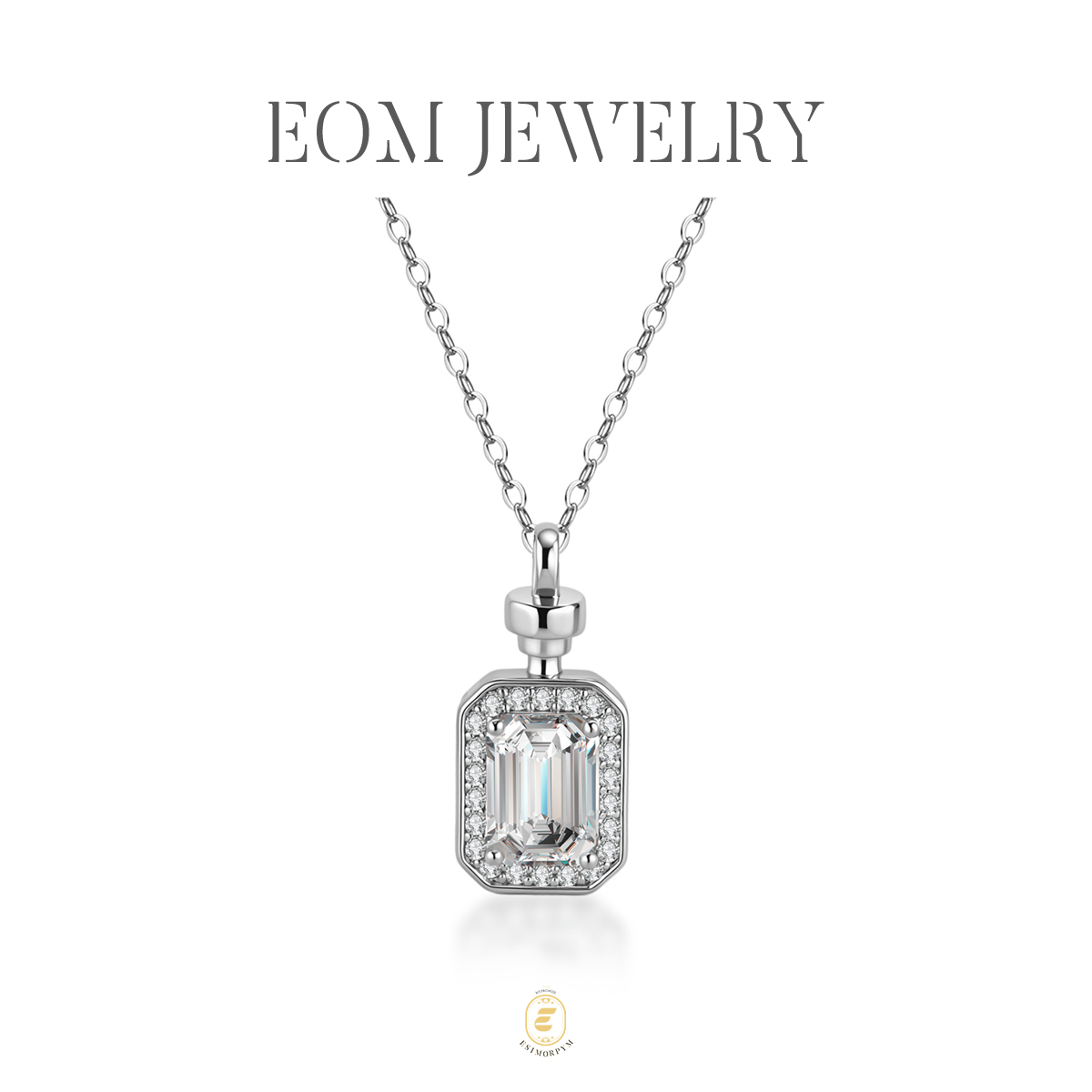 Moissanite 1ct Vintage Perfume Bottle Pendant Necklace