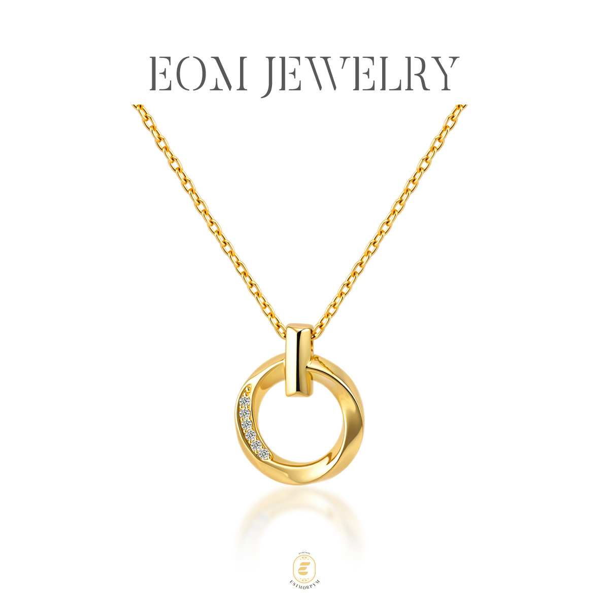 Moissanite 18K Gold-Plated Minimalist Loop Pendant Necklace