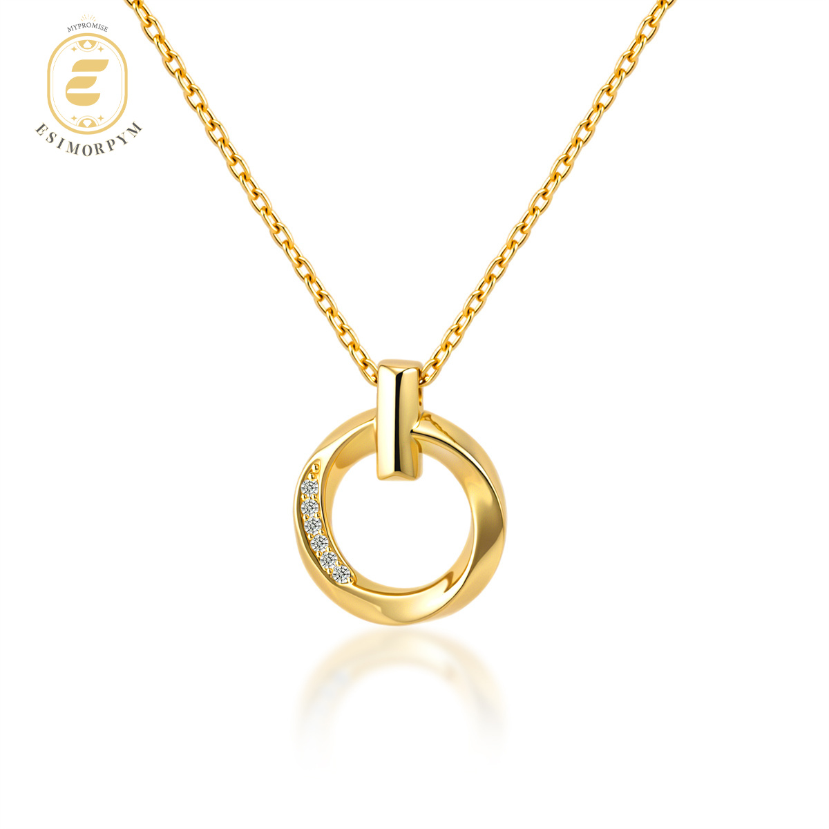 Moissanite 18K Gold-Plated Minimalist Loop Pendant Necklace