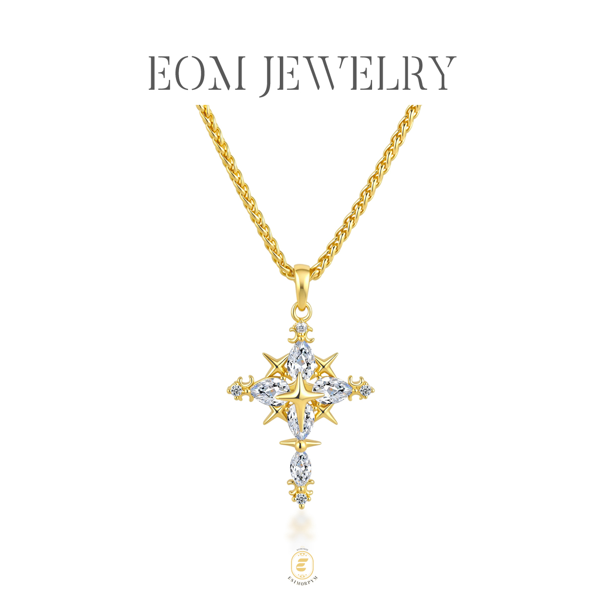 Moissanite 2.3ct Luminous North Star Cross Pendant Necklace