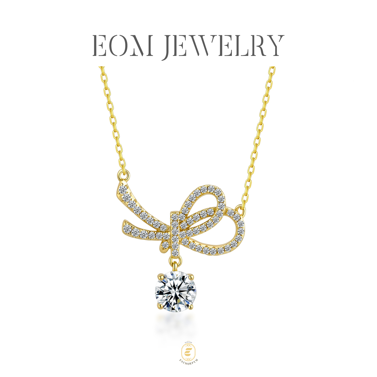 Moissanite 1.2ct Dreamy Ribbon Knot Pendant Necklace