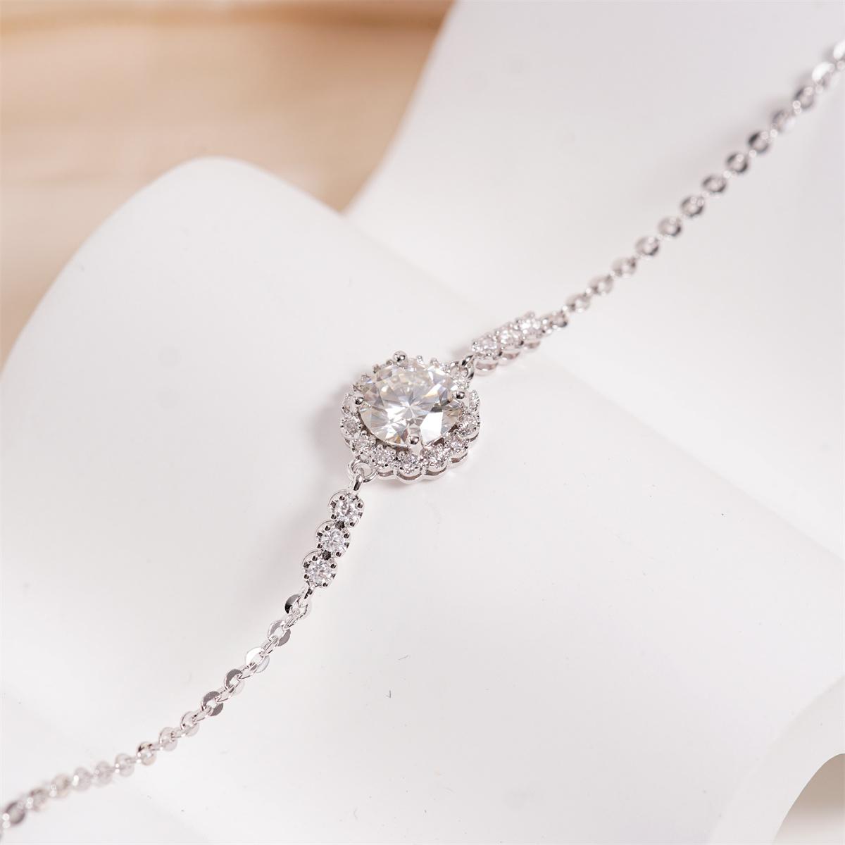 Moissanite Halo Flower Bracelet