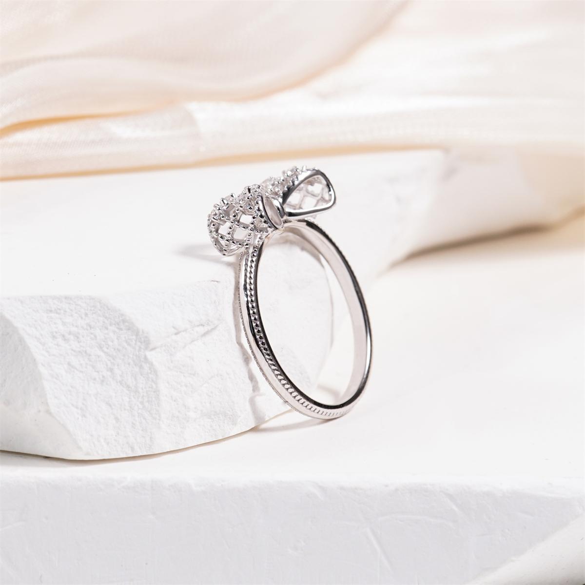 18K Gold-Plated Moissanite Dreamy Bow Ring Eternal Knot Ring