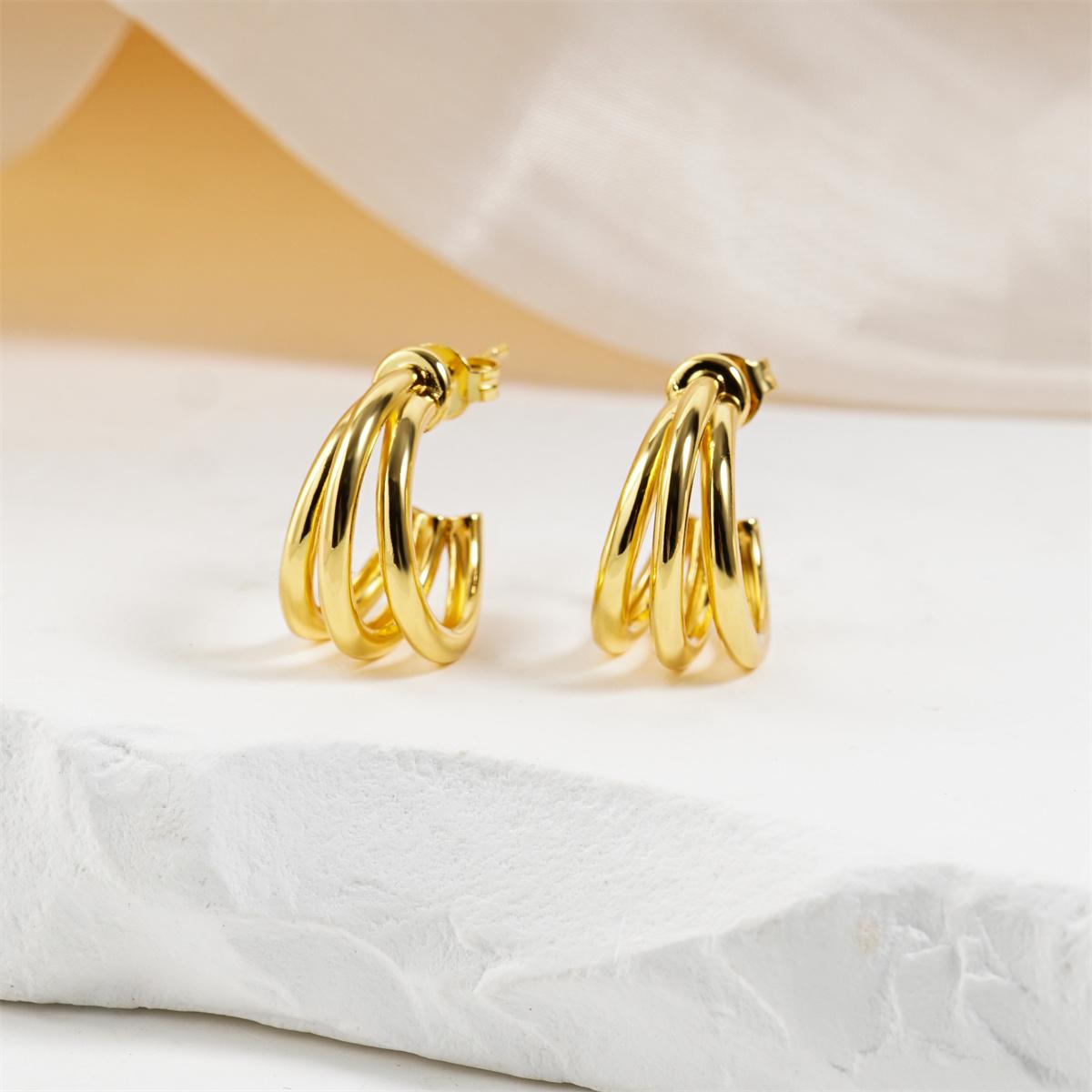 Triple Curve Hoop Earrings