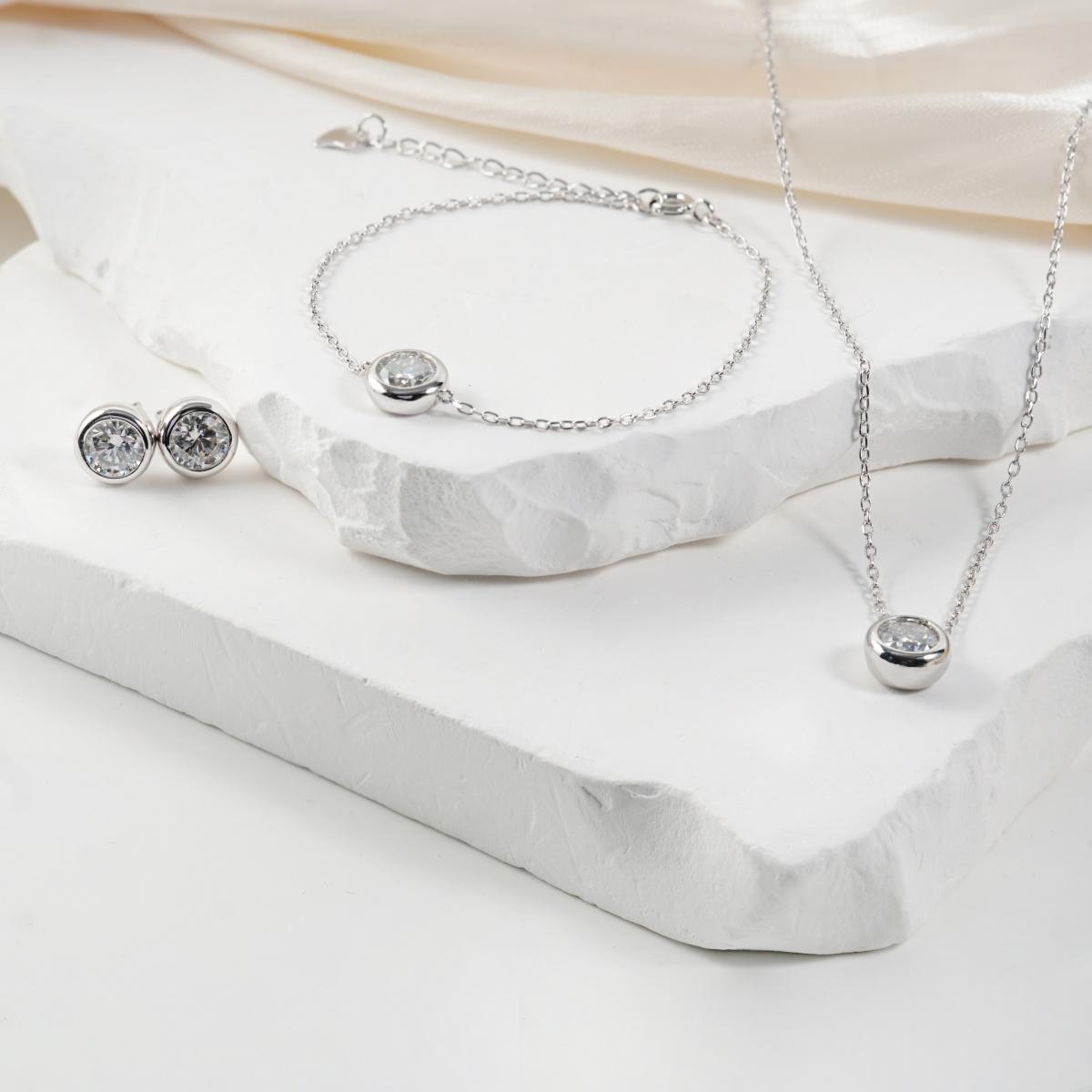 Moissanite 1ct Romantic Bubble Jewelry Set Earrings Necklace Bracelet Set