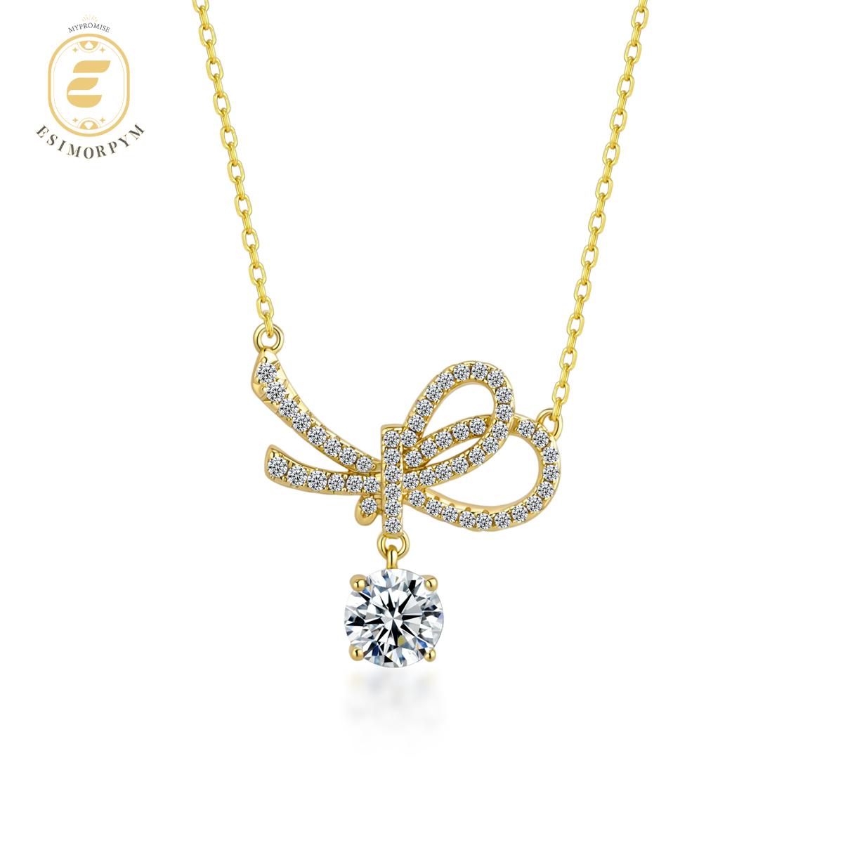 Moissanite 1.2ct Dreamy Ribbon Knot Pendant Necklace
