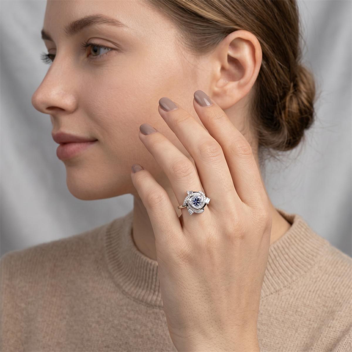 Moissanite 3ct Eye of Cosmos Halo Ring