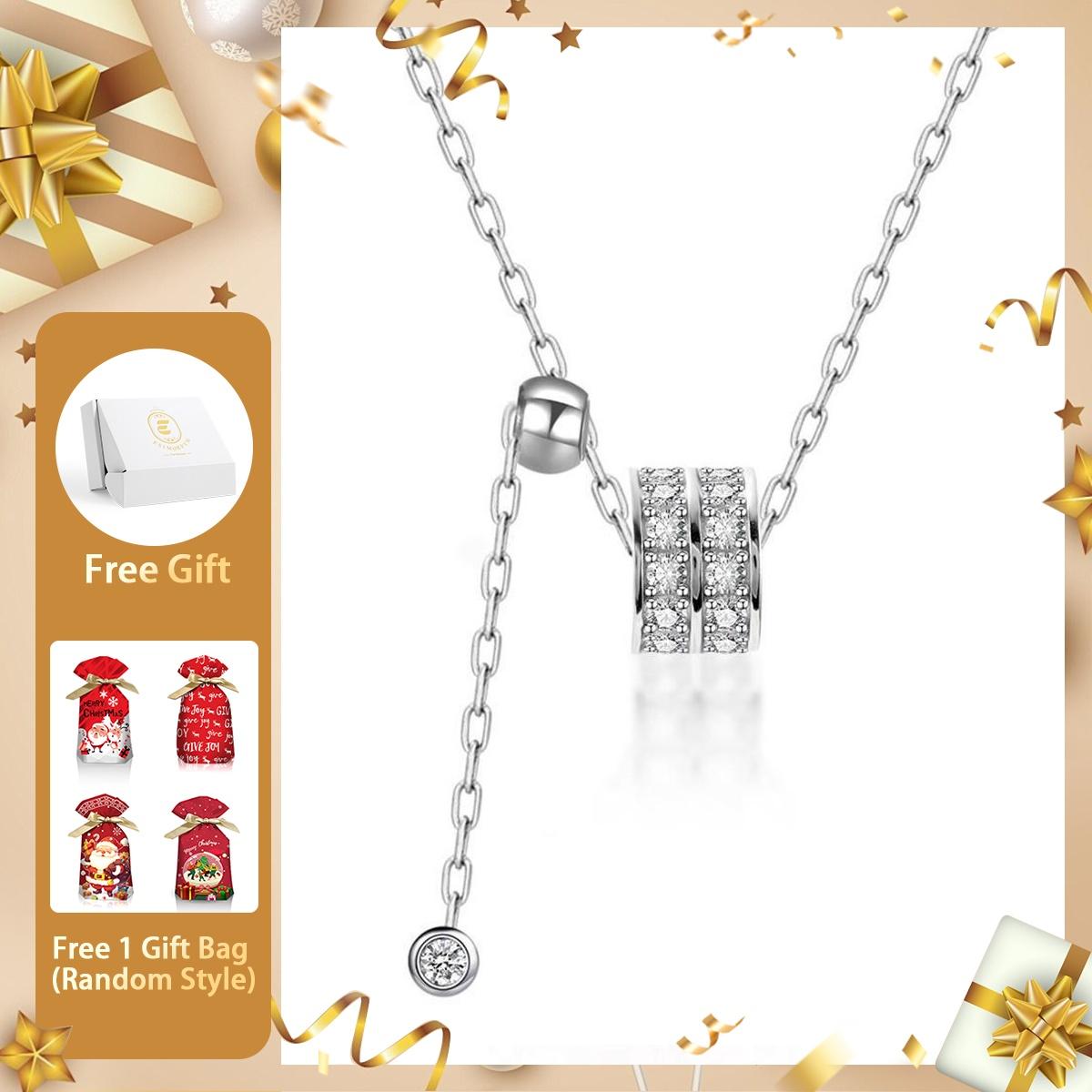 Moissanite Cylindrical Double Row Stone Necklace