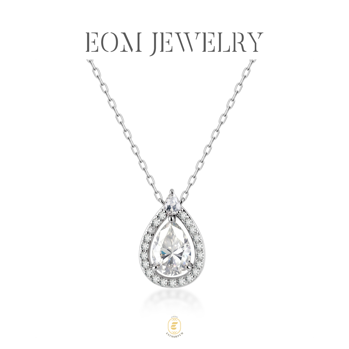 Moissanite Moonlight Drop Halo Jewelry Set Luminous Pear Cut Ring Necklace Bracelet Trio Set