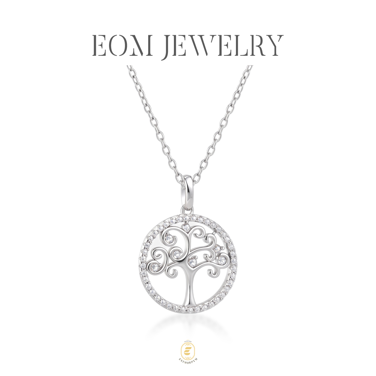 Moissanite Family Tree Hollow Halo Pendant Necklace