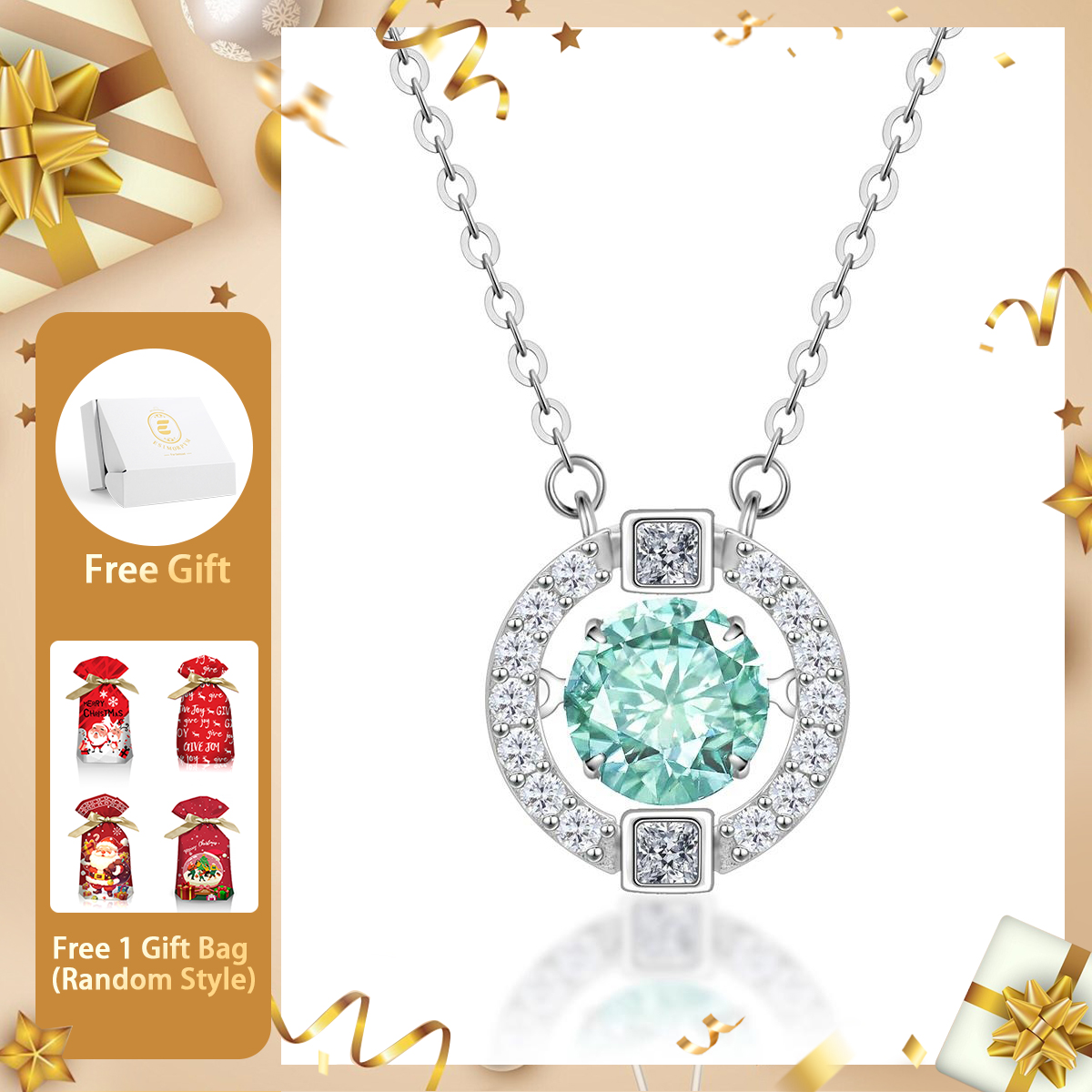 Moissanite 1ct Flickering Halo Pendant Necklace