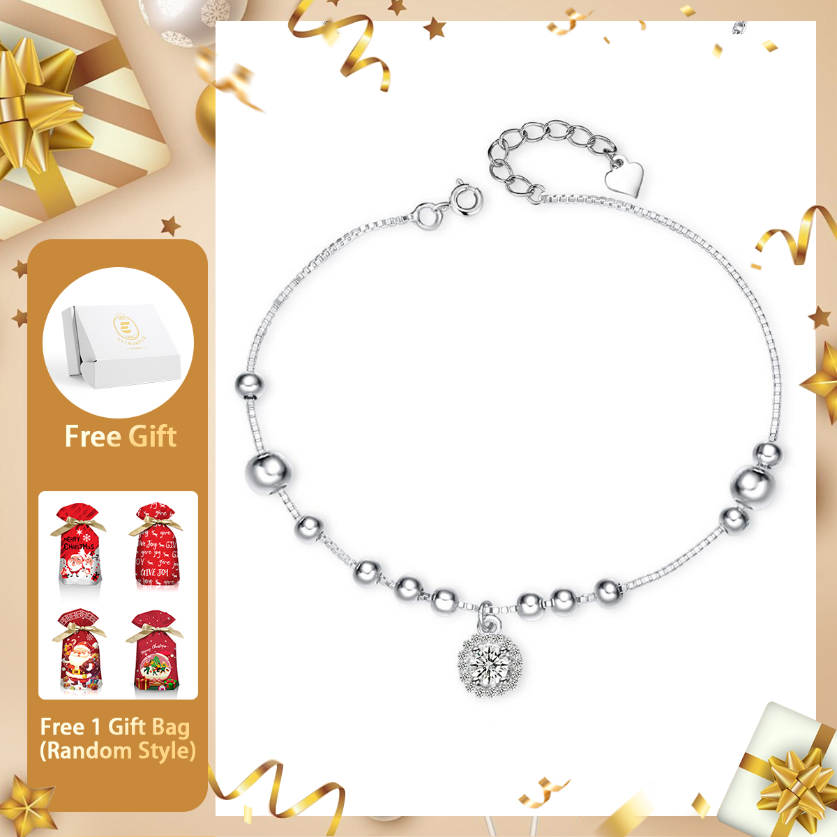 Moissanite Halo Beaded Copper Bracelet