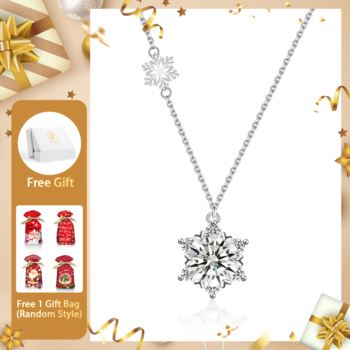 Moissanite 1-2ct Ice Crystal Snowflake Pendant Necklace