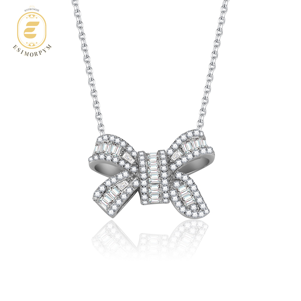 Moissanite 0.8ct Bow-tie Pendant Necklace