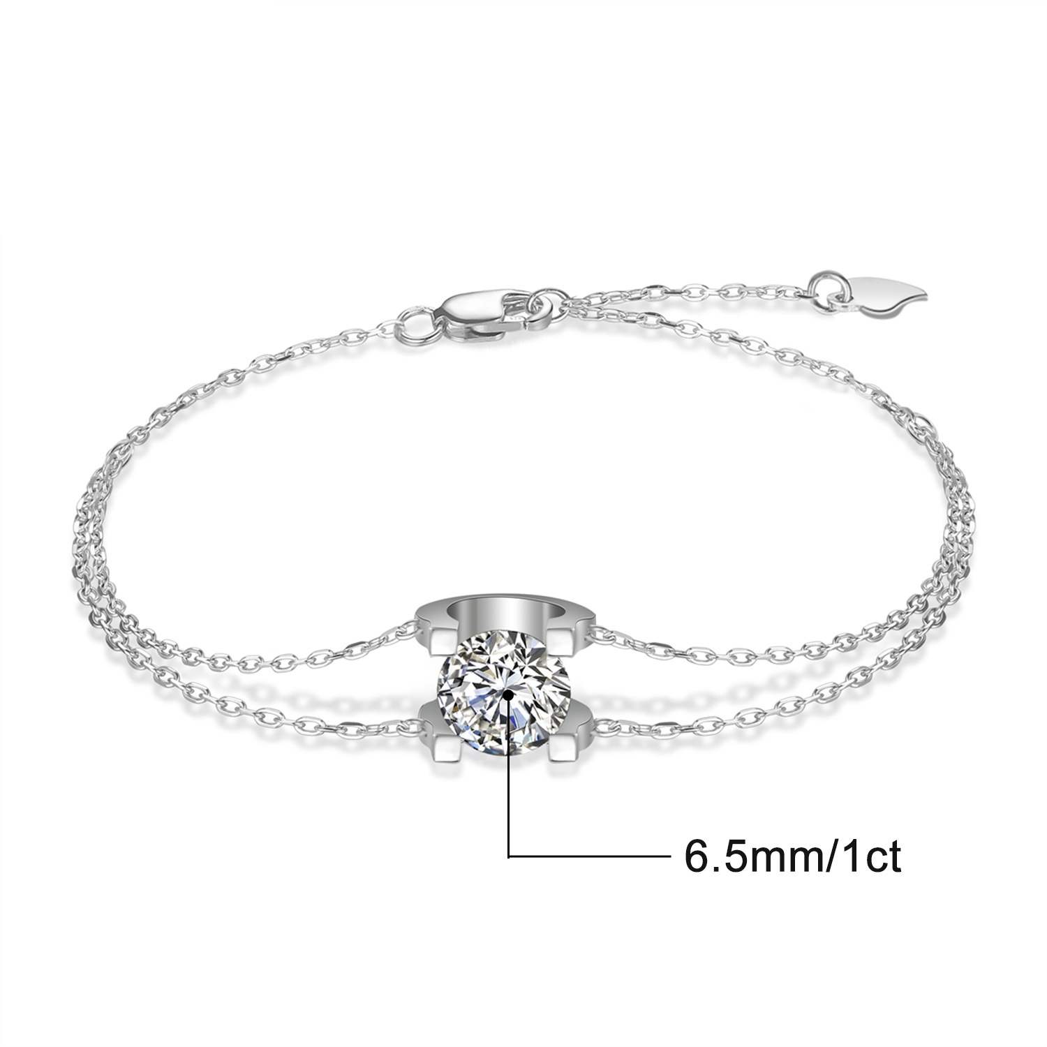 Moissanite Classic Solitaire Double-Chain Bracelet