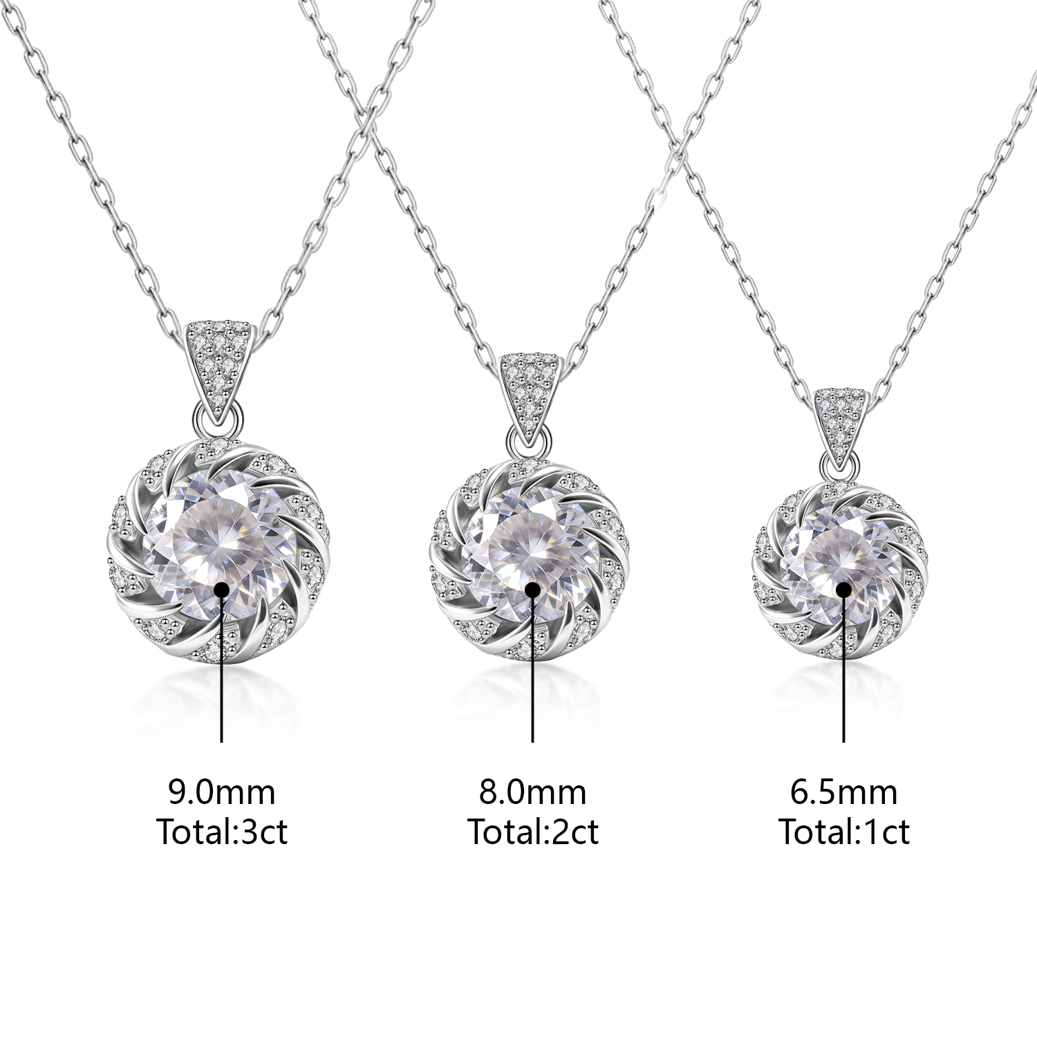 Moissanite 1-3ct Everlasting Love Bloom Halo Pendant Necklace 