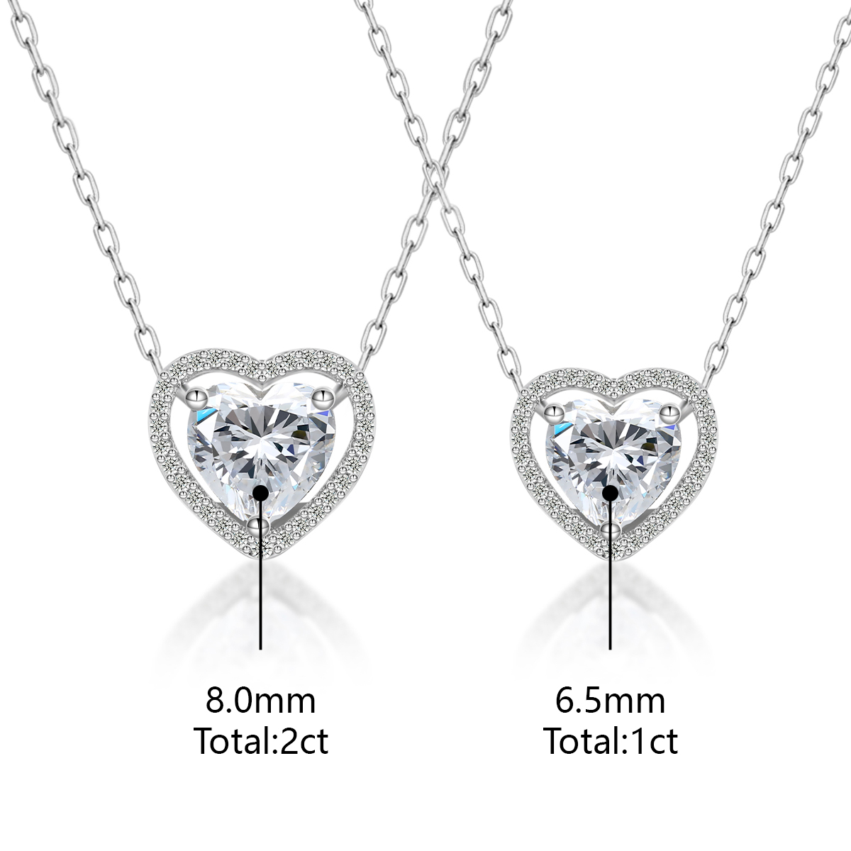 Moissanite 2ct Halo Heart Pendant Necklace (Buy 2 Free Shipping & Extra $3.99 off)