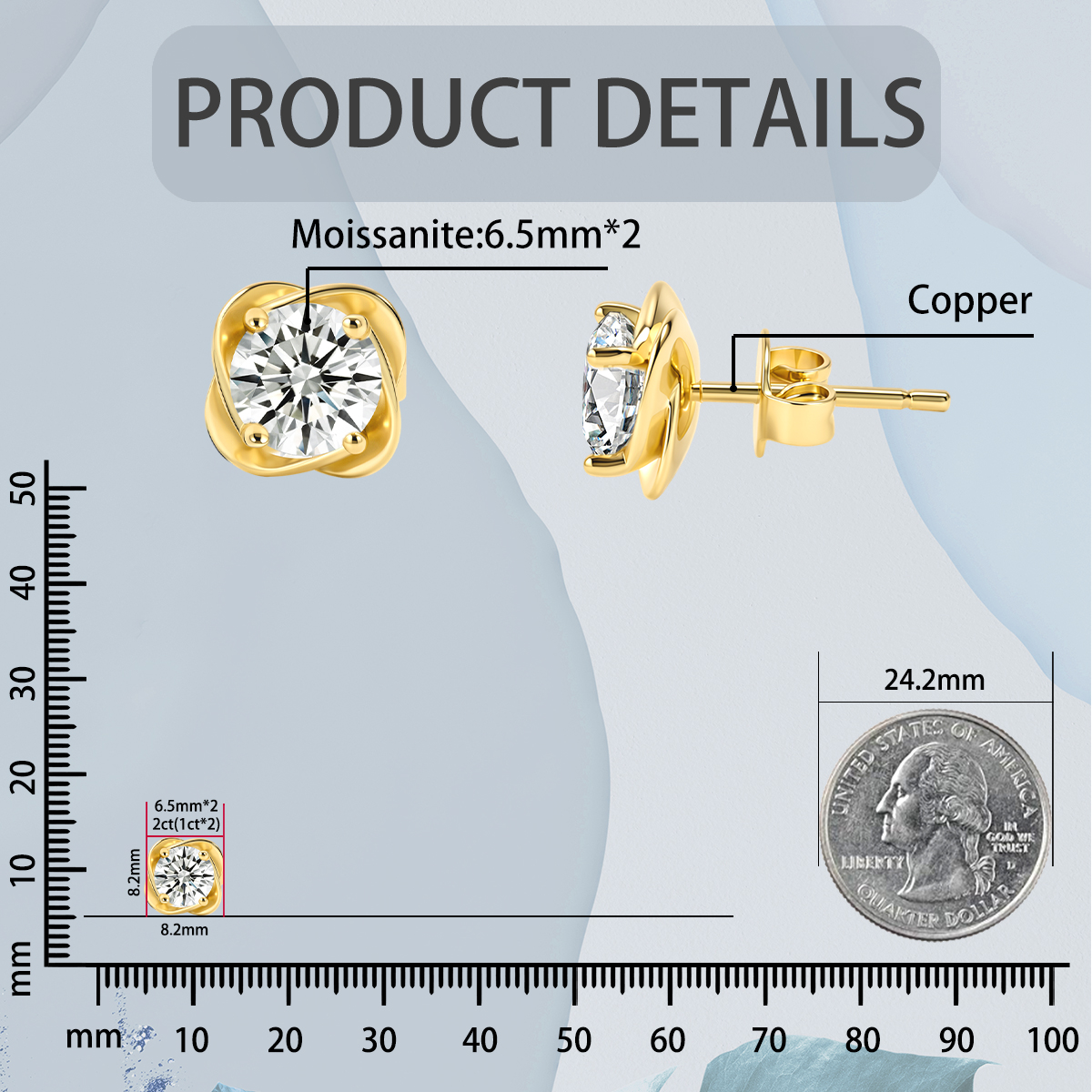 Moissanite 2ct Petal Whisper Floral Stud Earrings