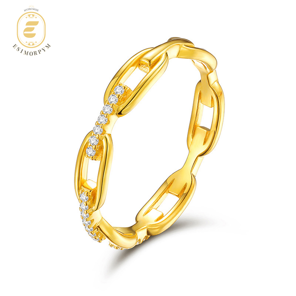 Moissanite 0.1ct Hip Hop Unisex Chained Ring Copper Ring