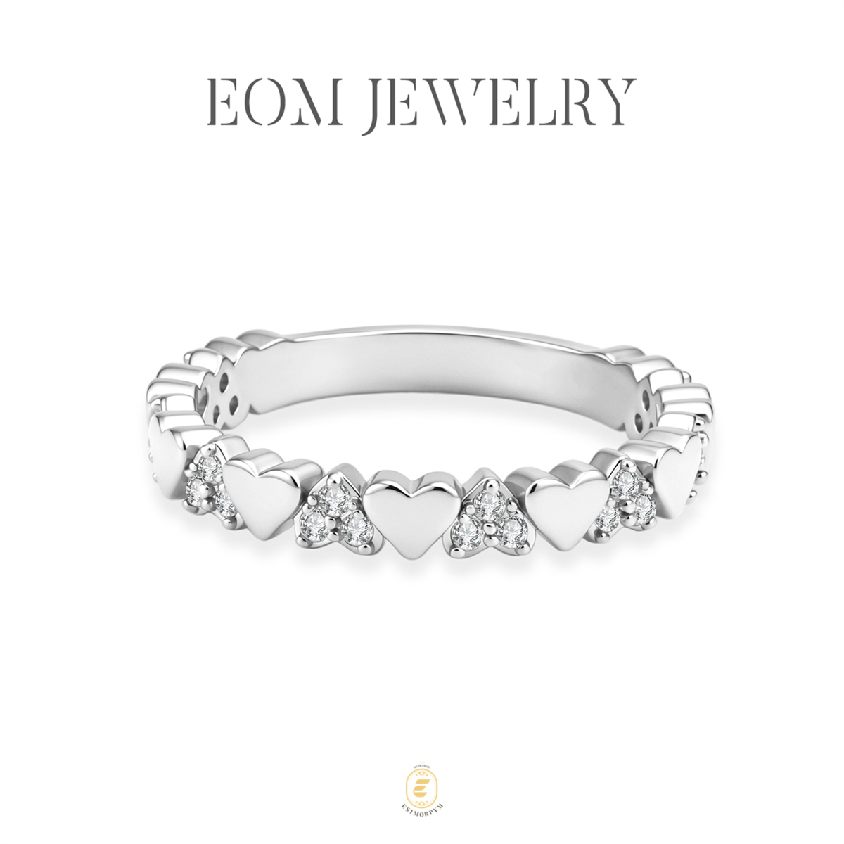 Moissanite Sweet Heart Beats Eternity Band Ring