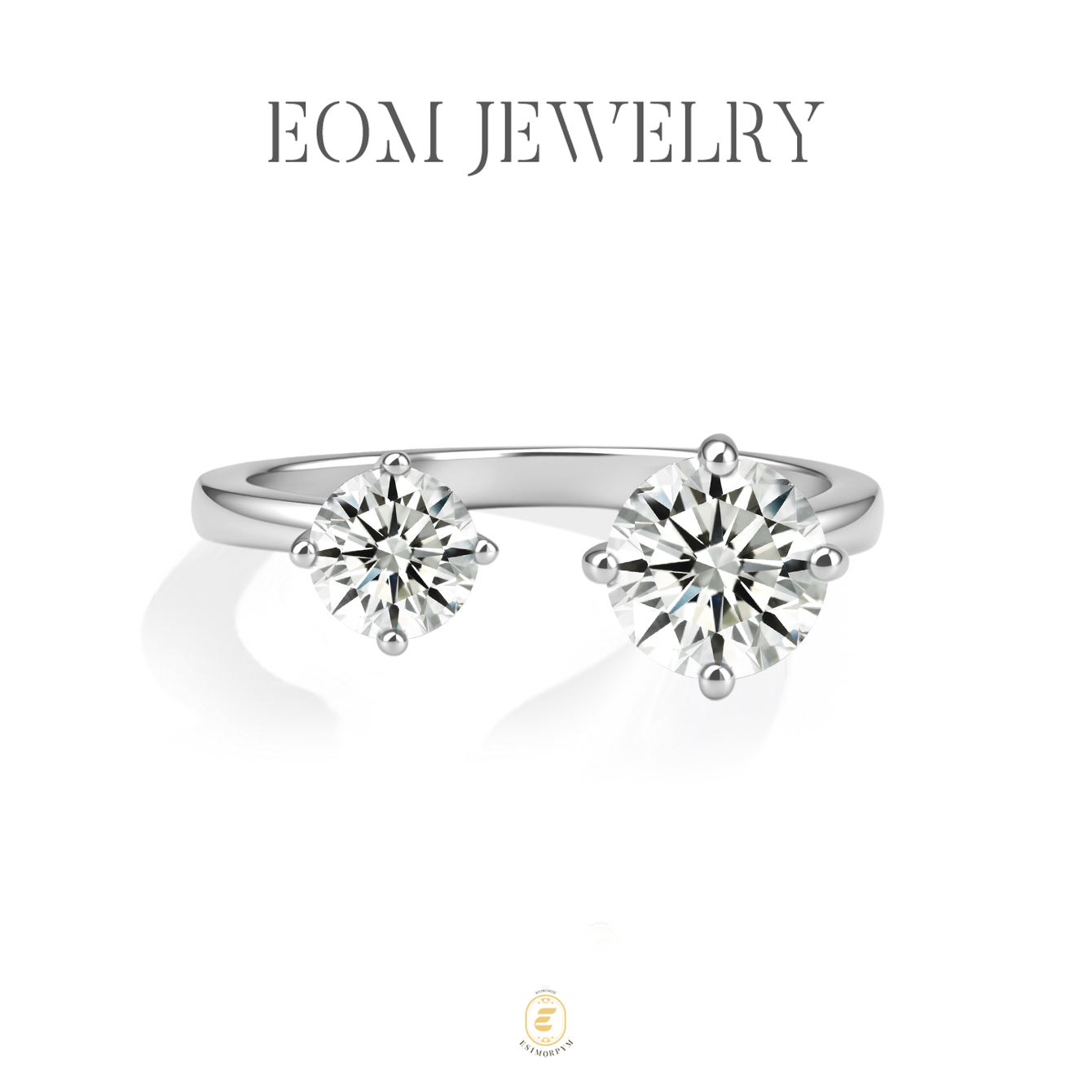 Moissanite 1.5ct Twin Flame Eternity Open Ring