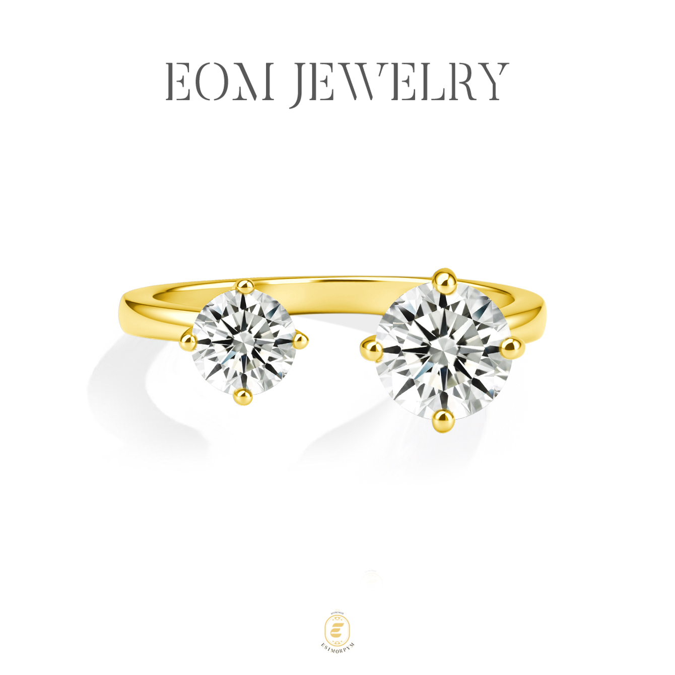 Moissanite 1.5ct Twin Flame Eternity Open Ring