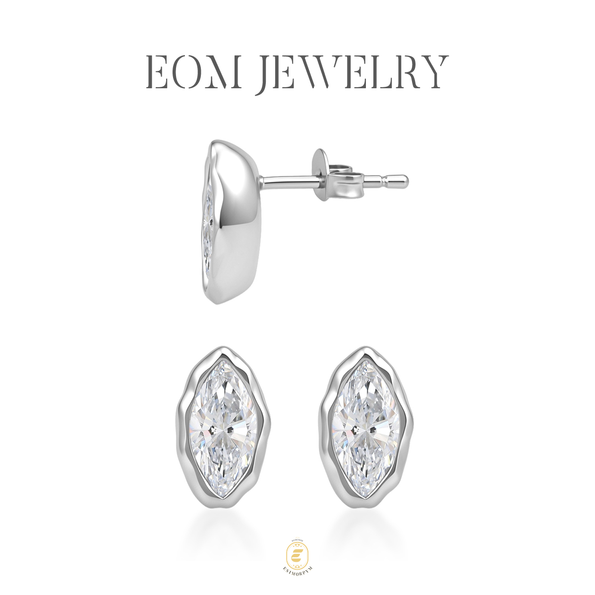 Moissanite 2ct Dream Boat Marquise Cut Stud Earrings