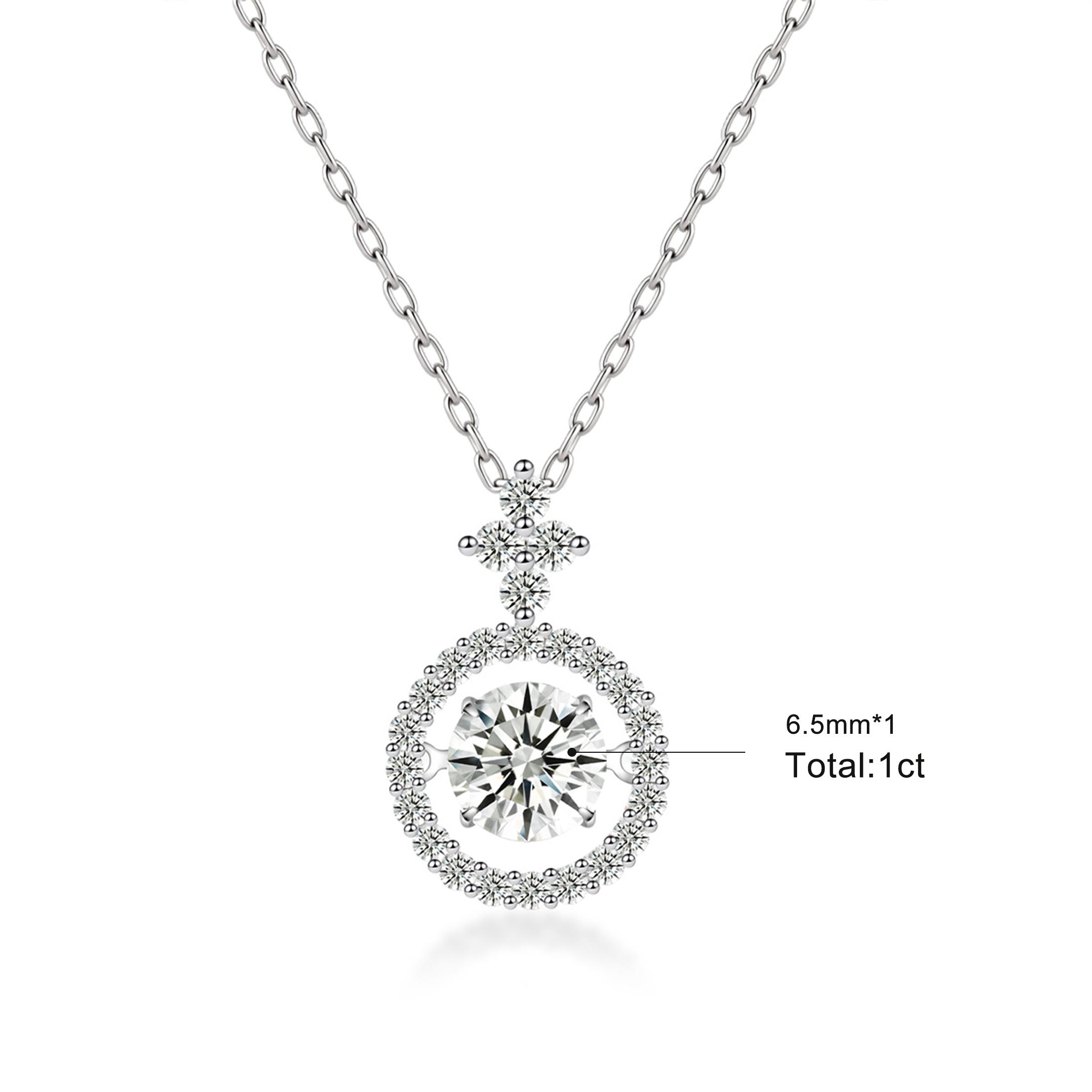 Moissanite 1ct Heartbeat of Light Halo Pendant Necklace